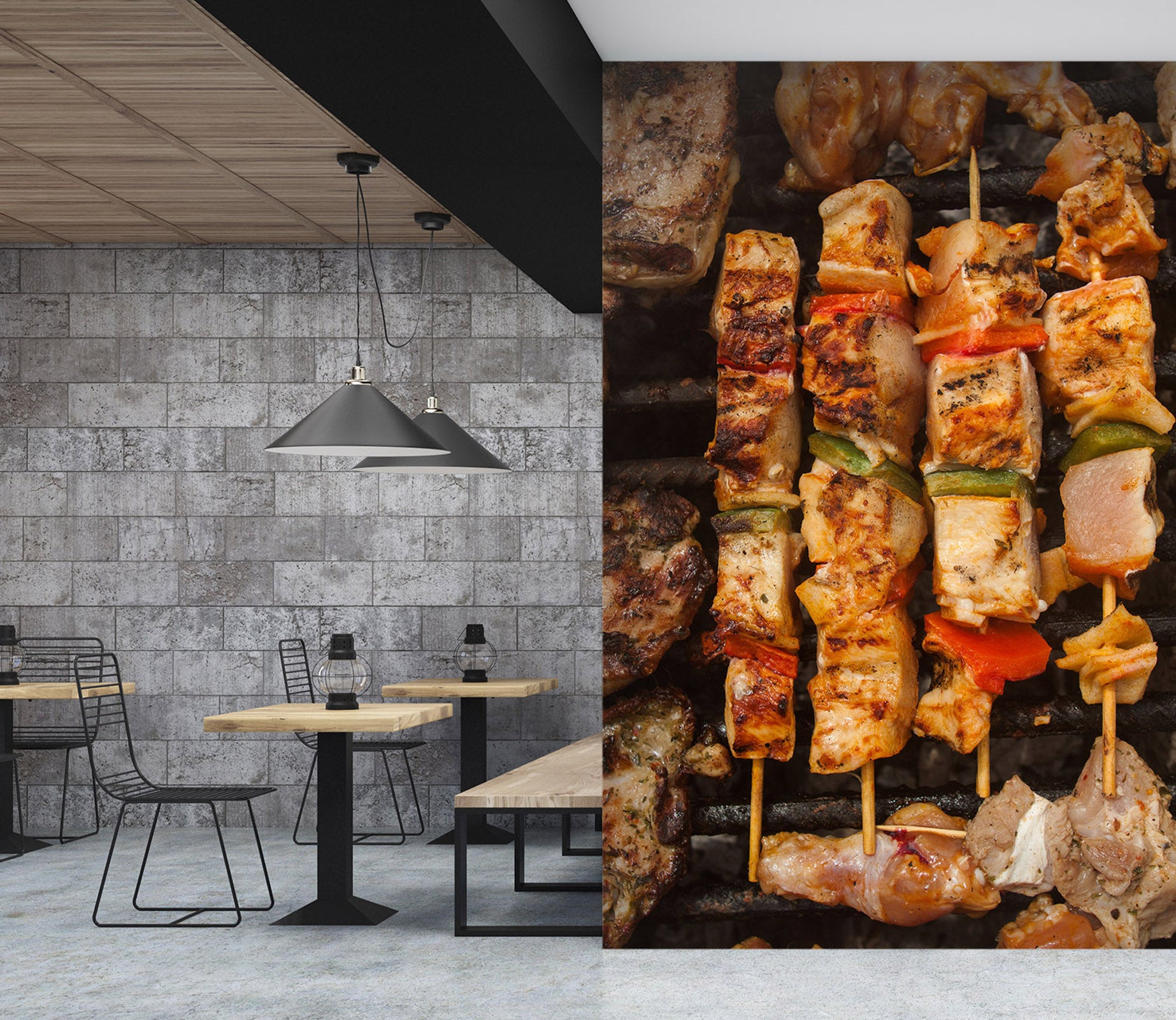 3D Grill Kebab Shop BBQ 255 Wall Mural Wall Murals Commercial