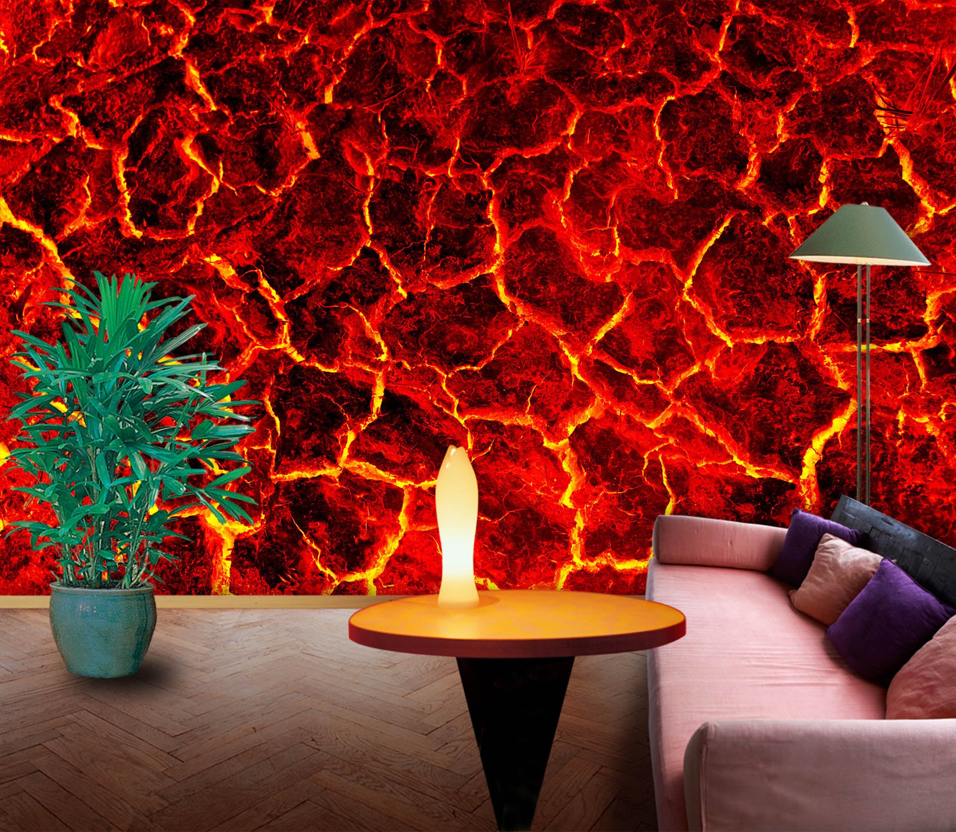 3D Red Crack 2047 Wall Mural Wall Murals