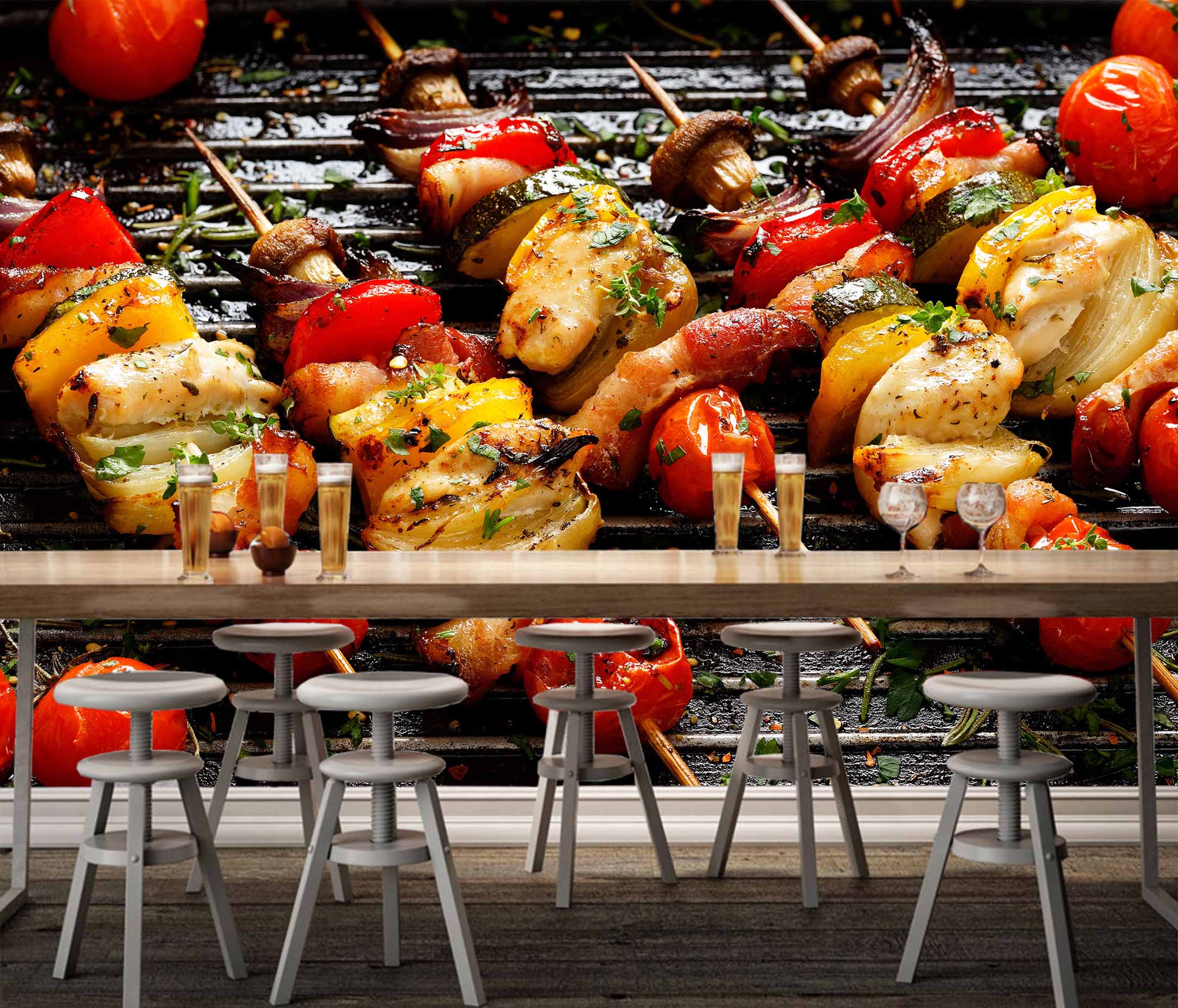 3D Grill Kebab Shop BBQ 305 Wall Mural Wall Murals Commercial