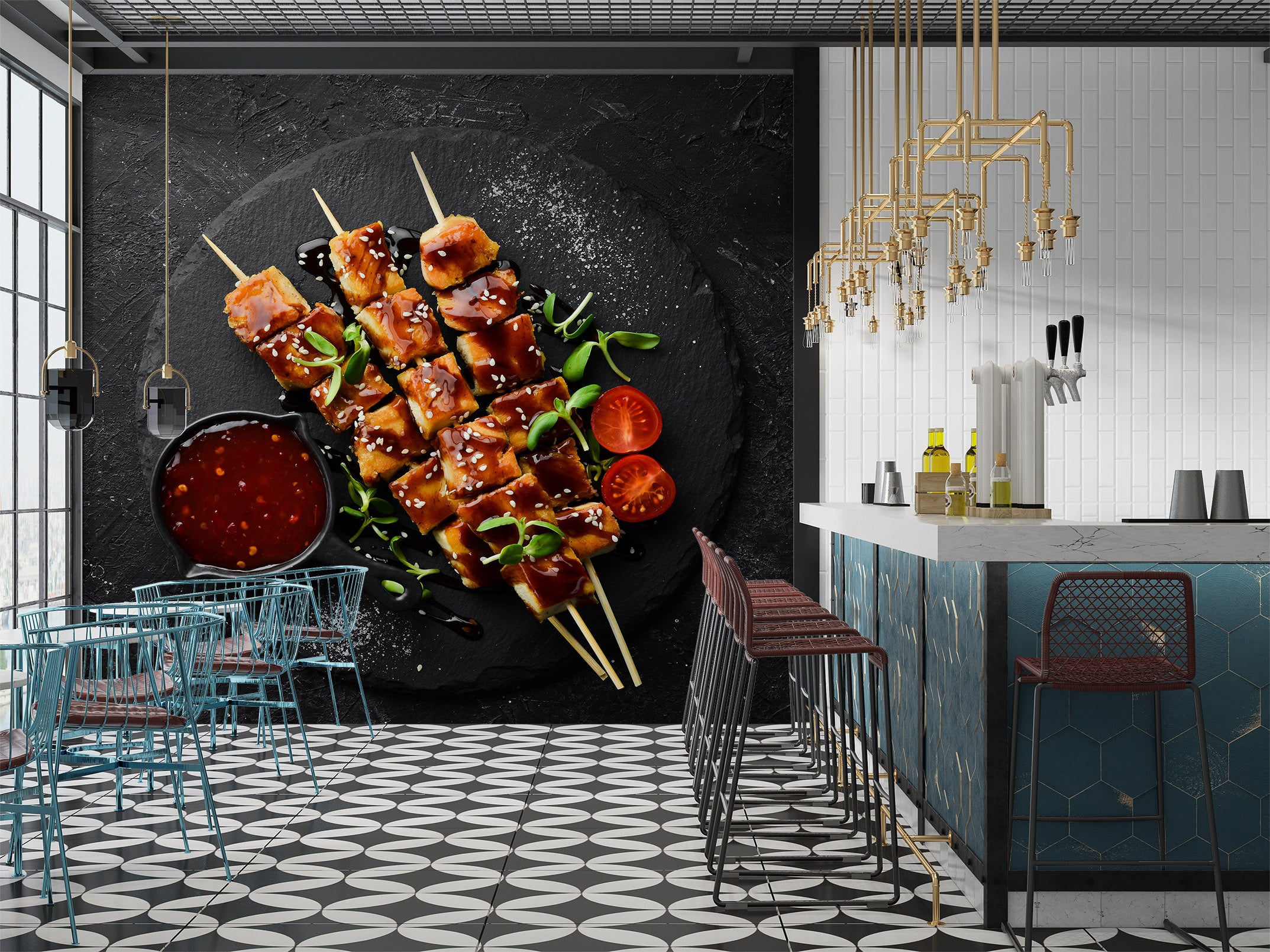 3D Grill Kebab Shop BBQ 339 Wall Mural Wall Murals Commercial