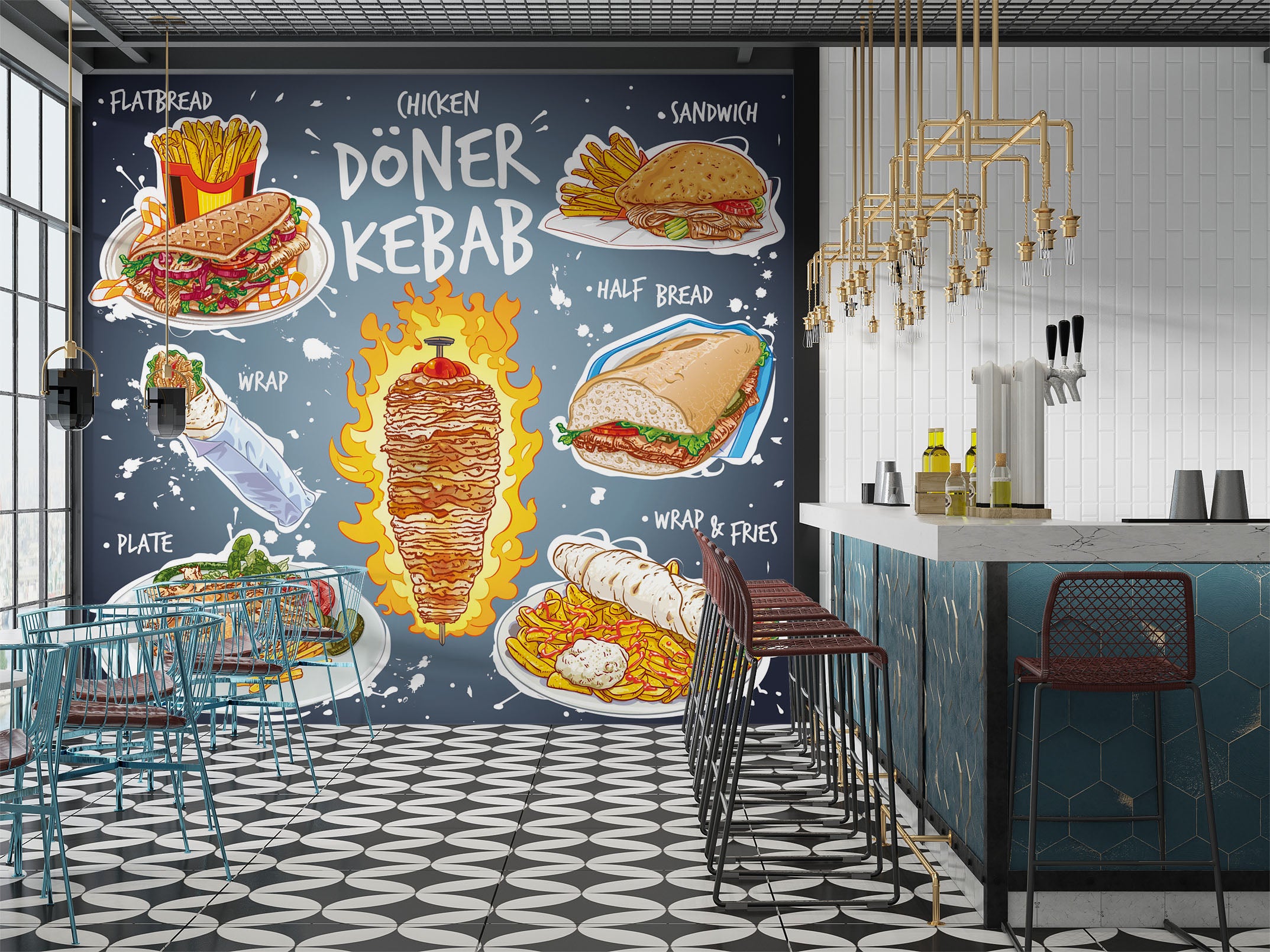 3D Grill Kebab Shop BBQ 304 Wall Mural Wall Murals Commercial