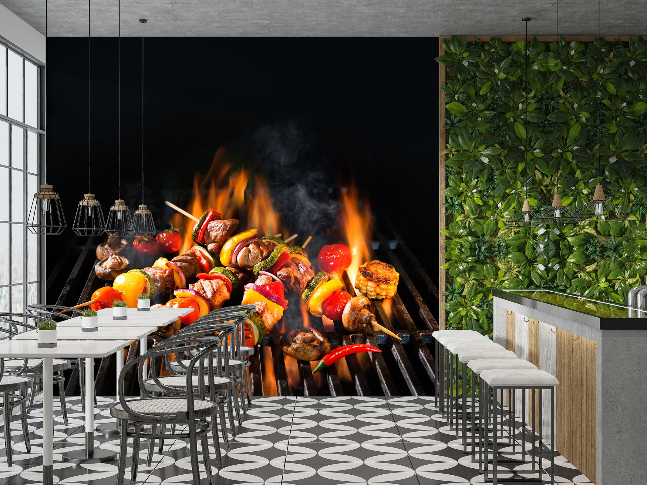 3D Grill Kebab Shop BBQ 308 Wall Mural Wall Murals Commercial