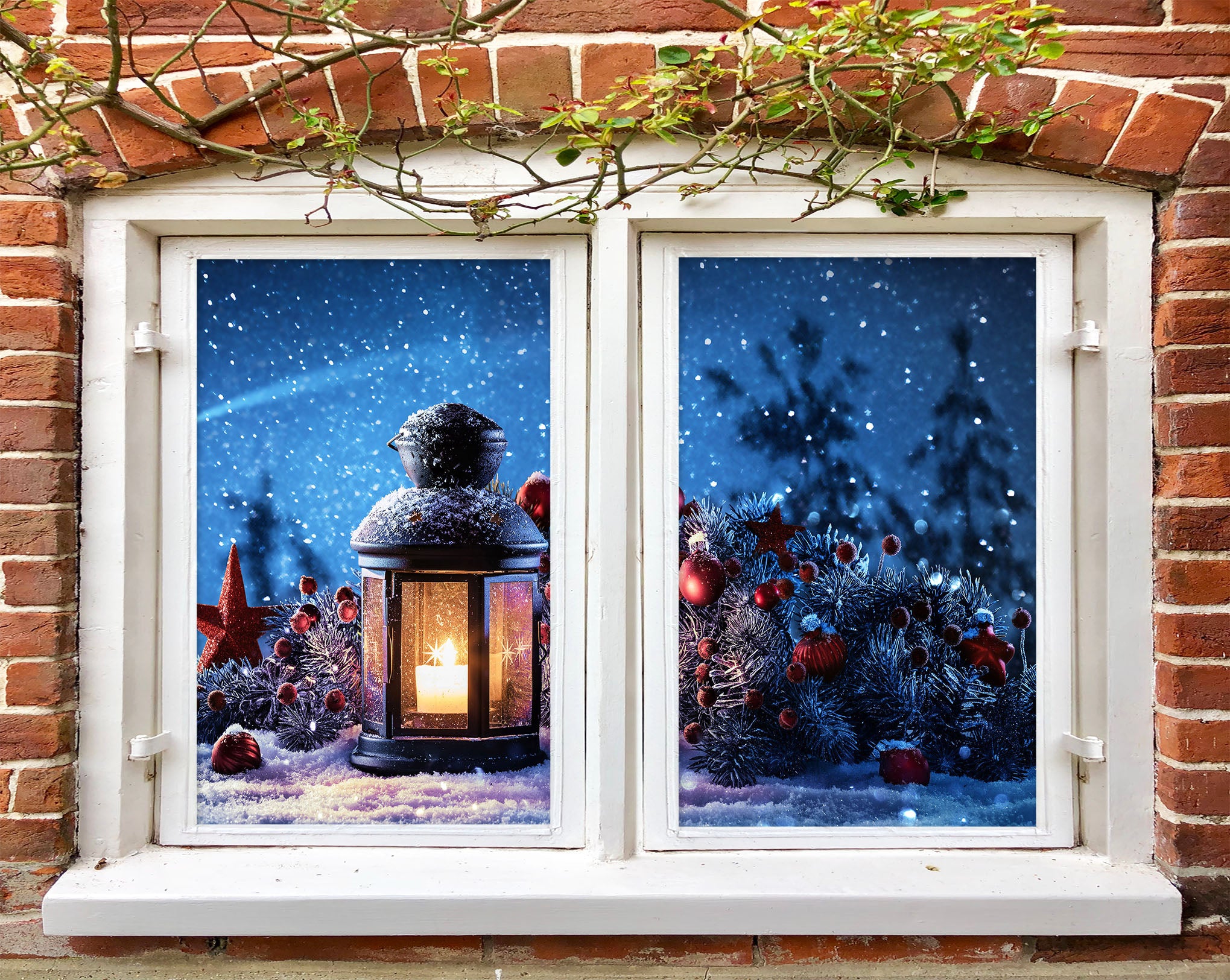 3D Red Star 1043 Christmas Window Film Print Sticker Cling Stained Glass Xmas