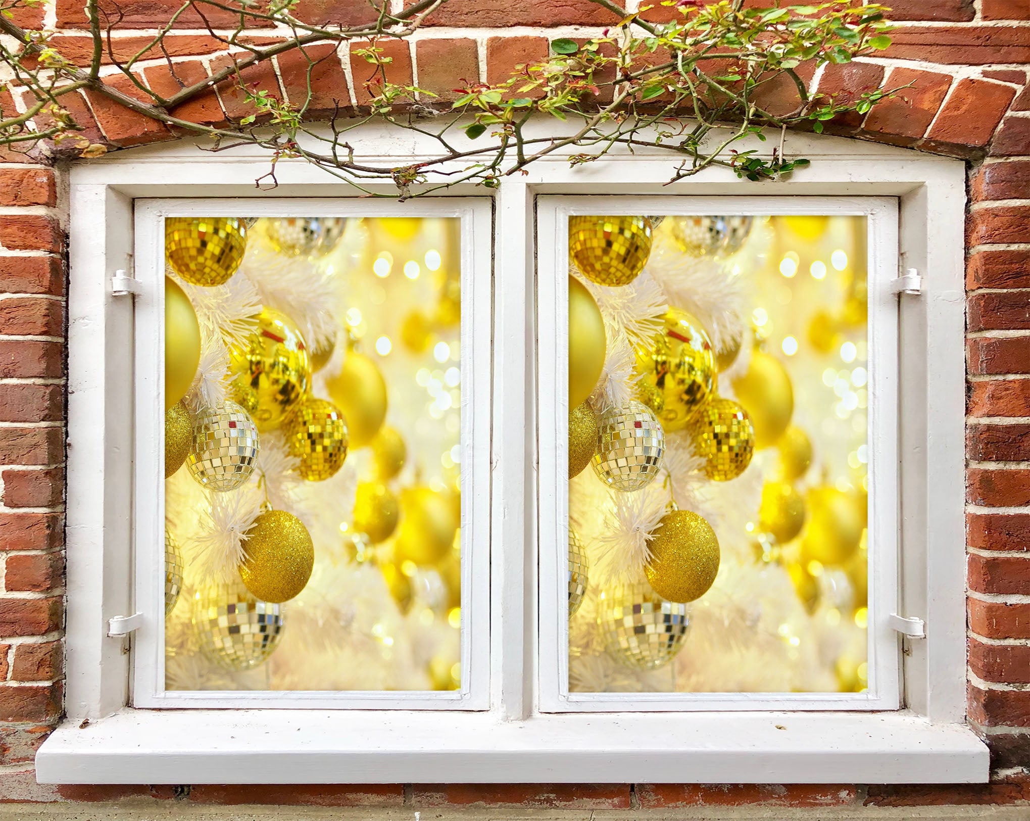 3D Yellow Ball 1017 Christmas Window Film Print Sticker Cling Stained Glass Xmas