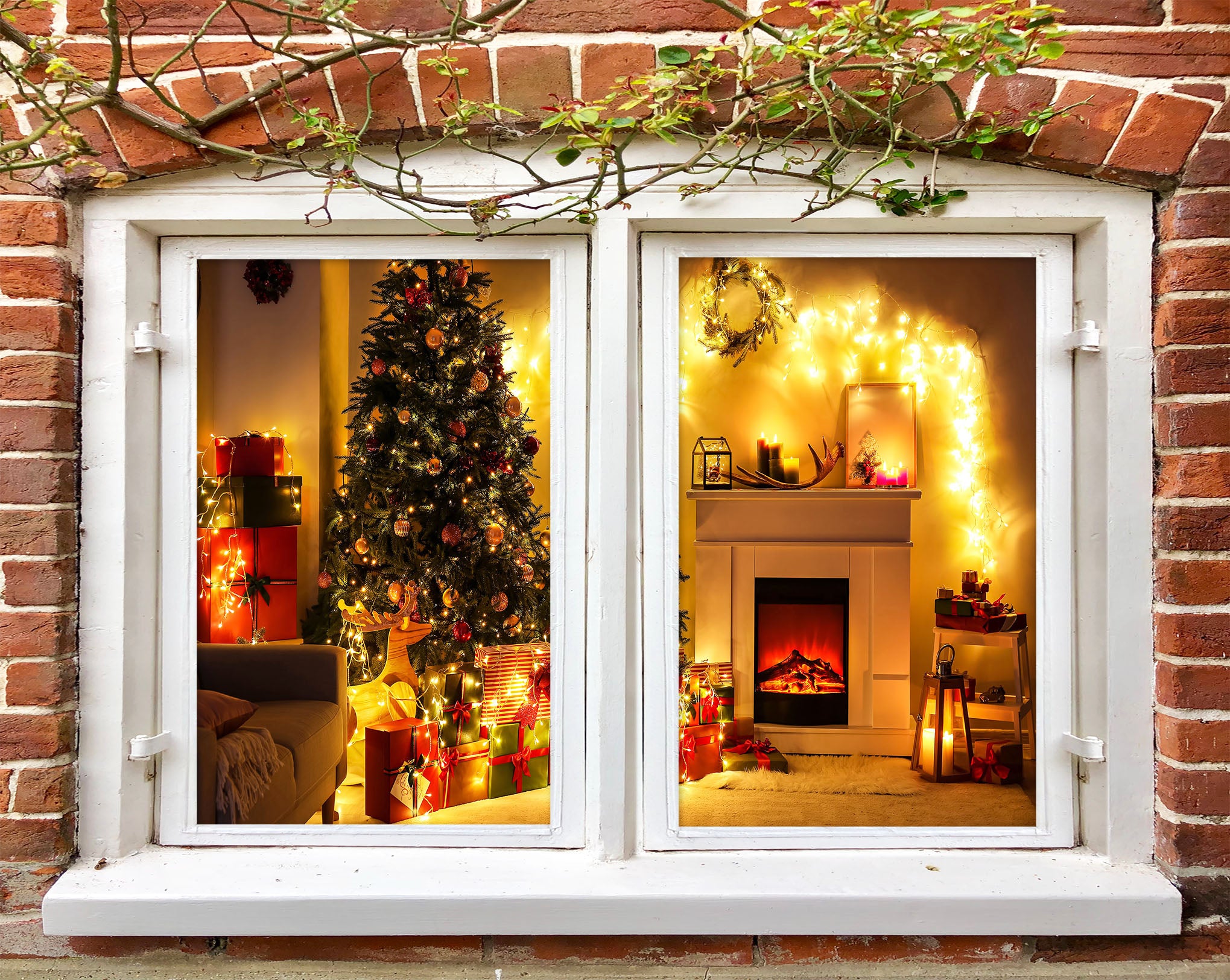 3D Decorative Tree 1047 Christmas Window Film Print Sticker Cling Stained Glass Xmas