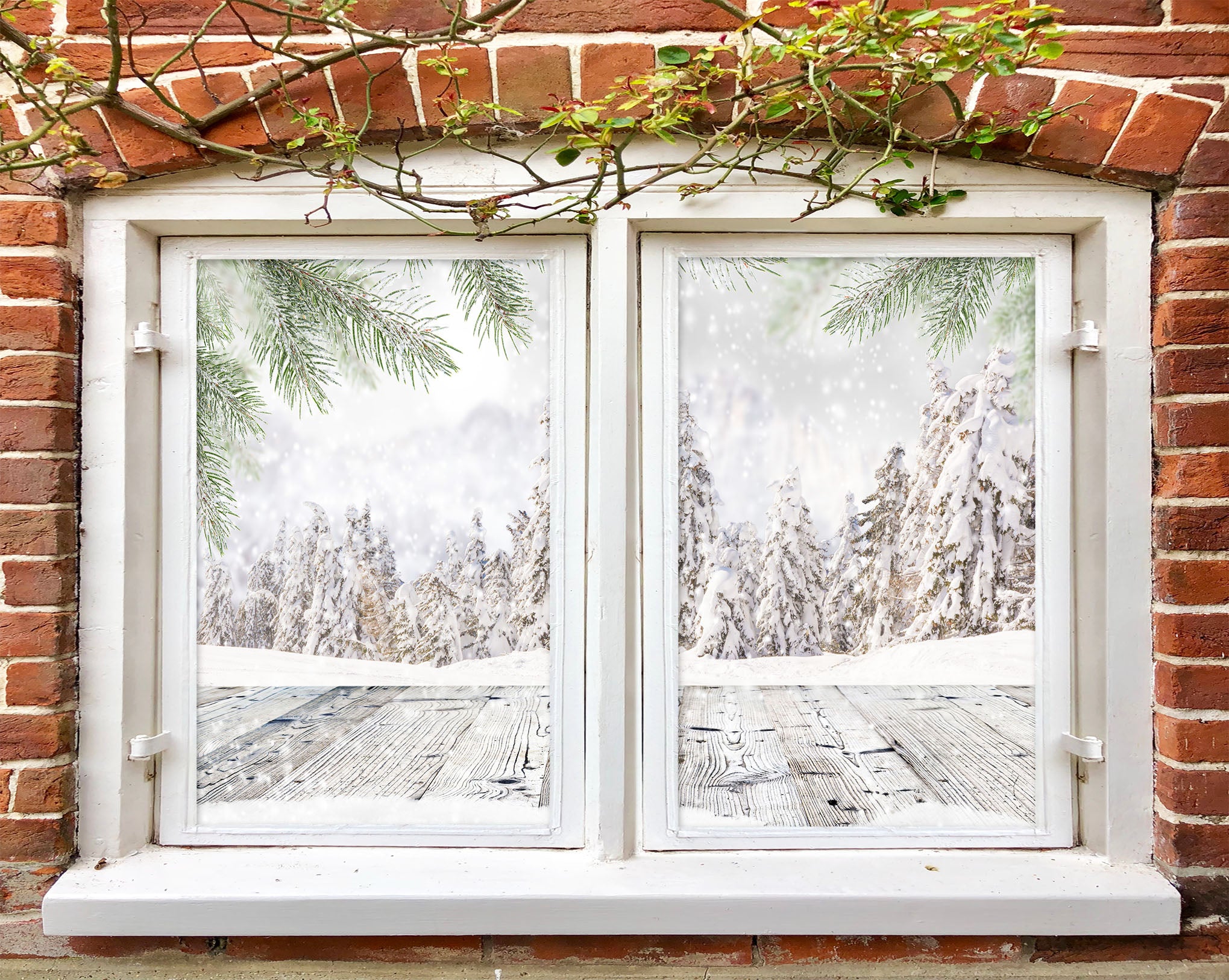 3D Snow Tree 1008 Christmas Window Film Print Sticker Cling Stained Glass Xmas