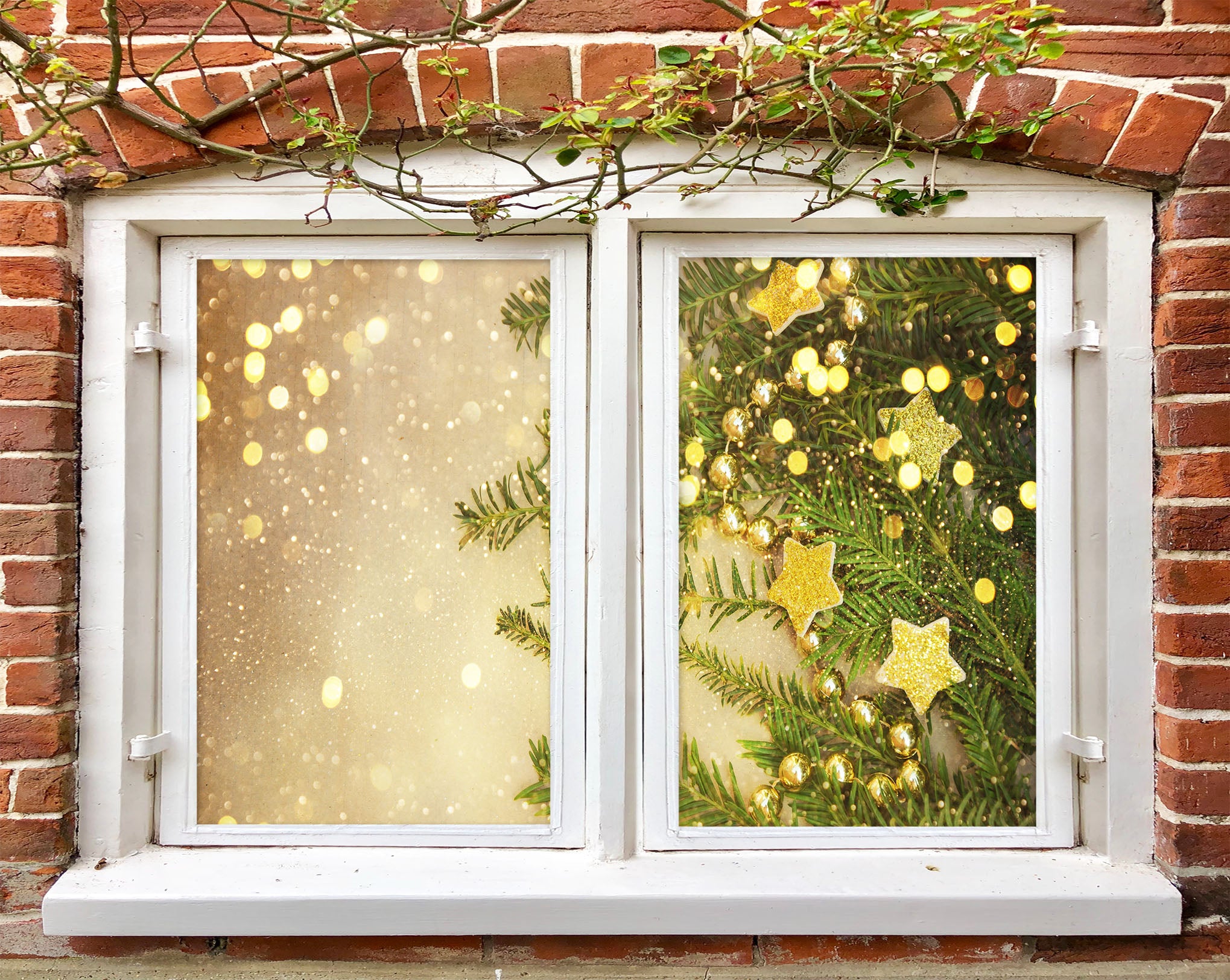 3D Star Neon Light 1010 Christmas Window Film Print Sticker Cling Stained Glass Xmas