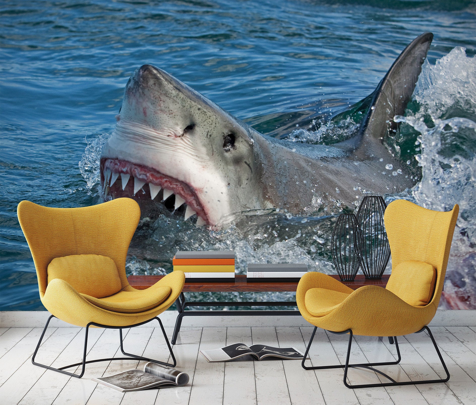 3D Sea Shark 2026 Wall Mural Wall Murals
