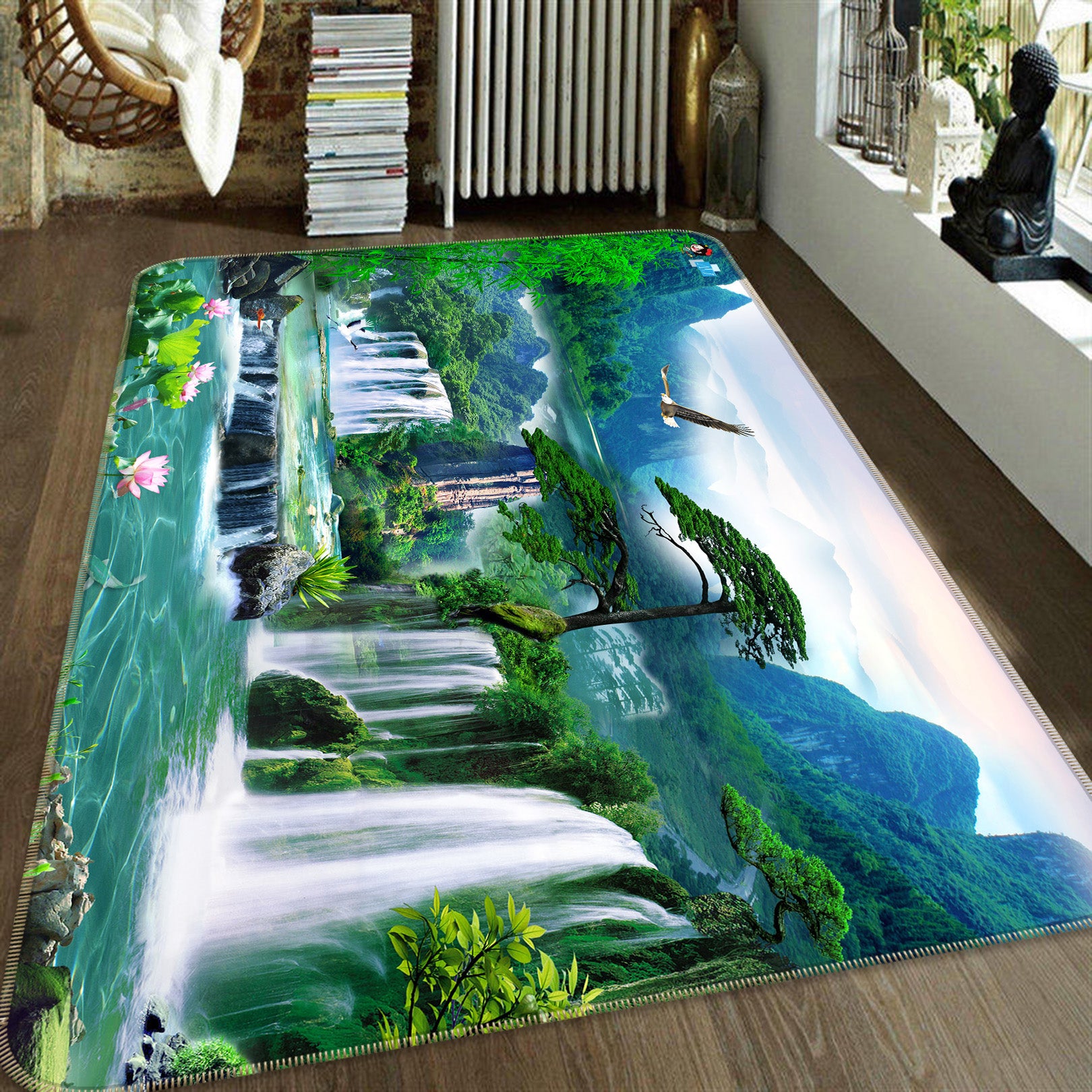 3D Natural Waterfall 3035 Rug Non Slip Rug Mat