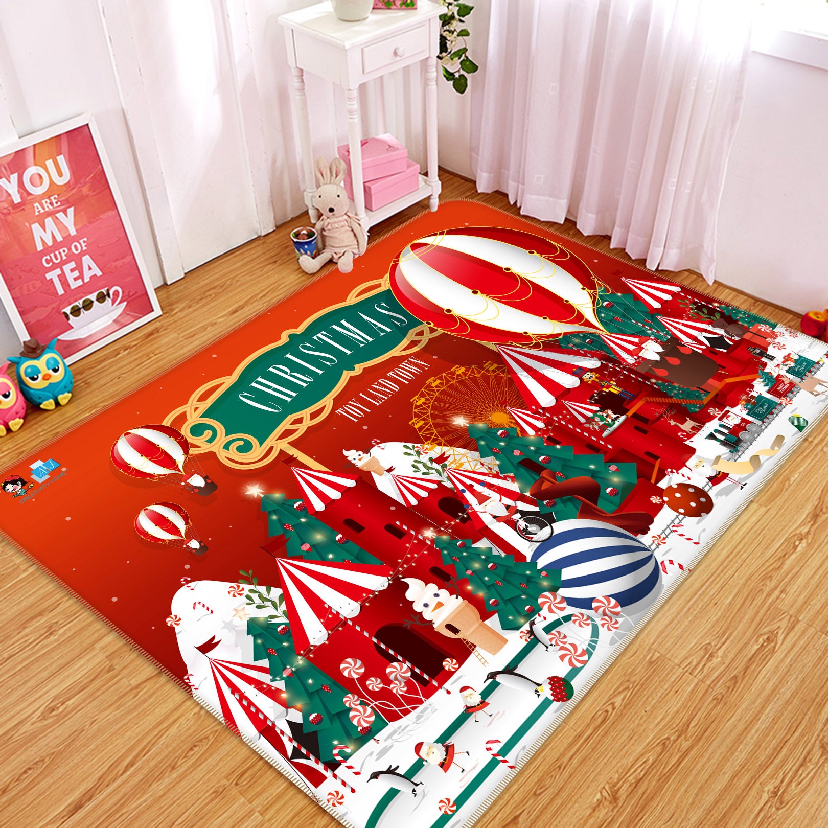 3D Christmas Tree 3038 Rug Non Slip Rug Mat