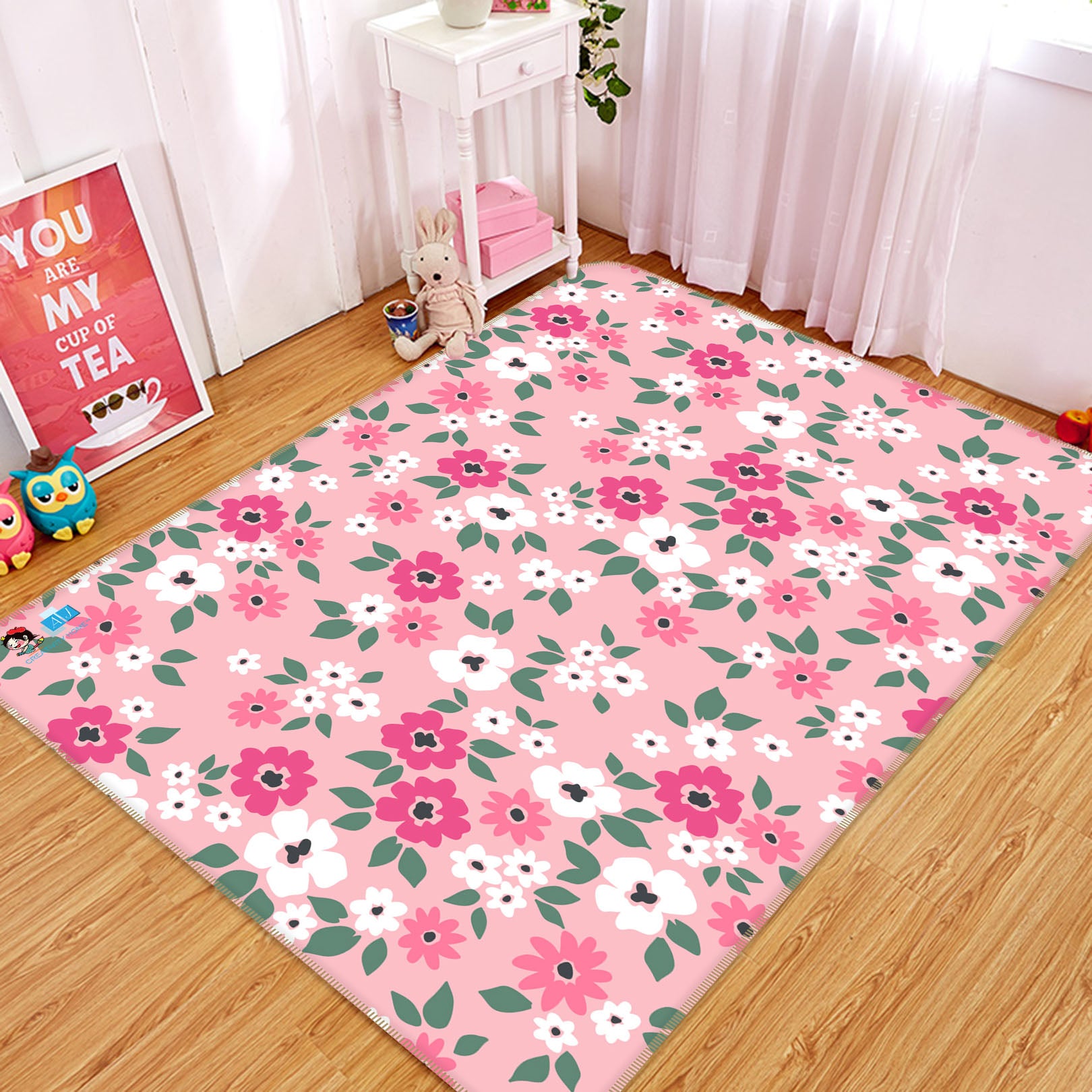 3D Pink Petals 3093 Rug Non Slip Rug Mat