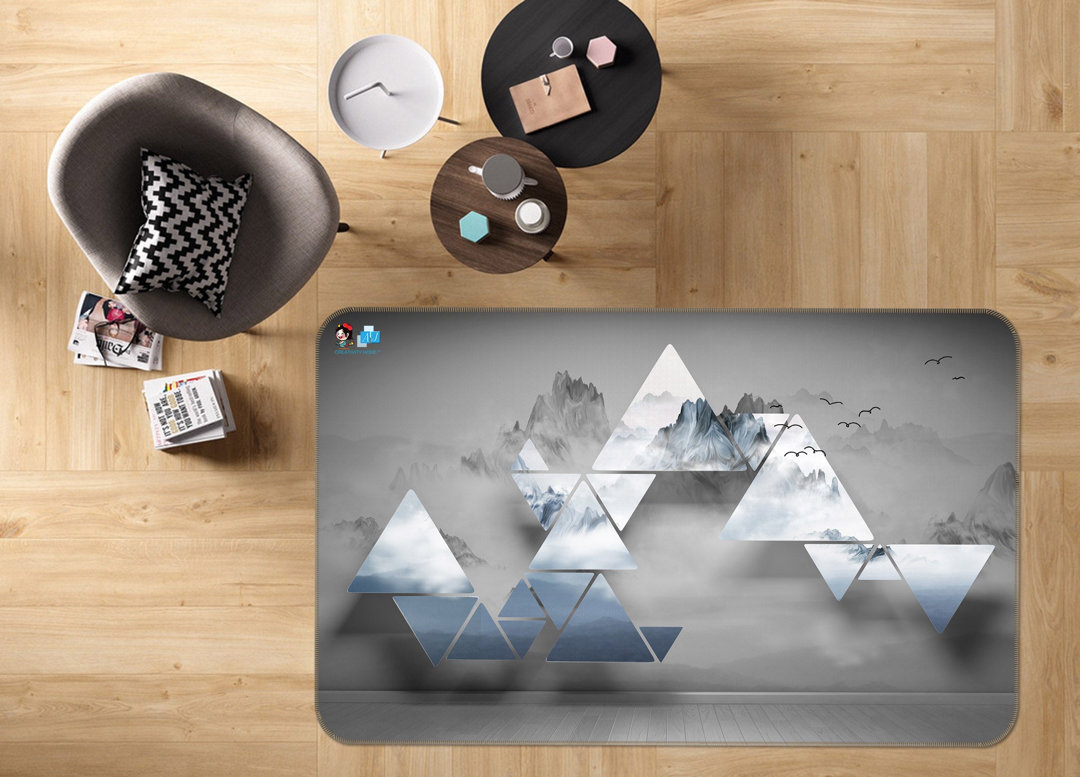 3D Mountain Graphics 3065 Rug Non Slip Rug Mat