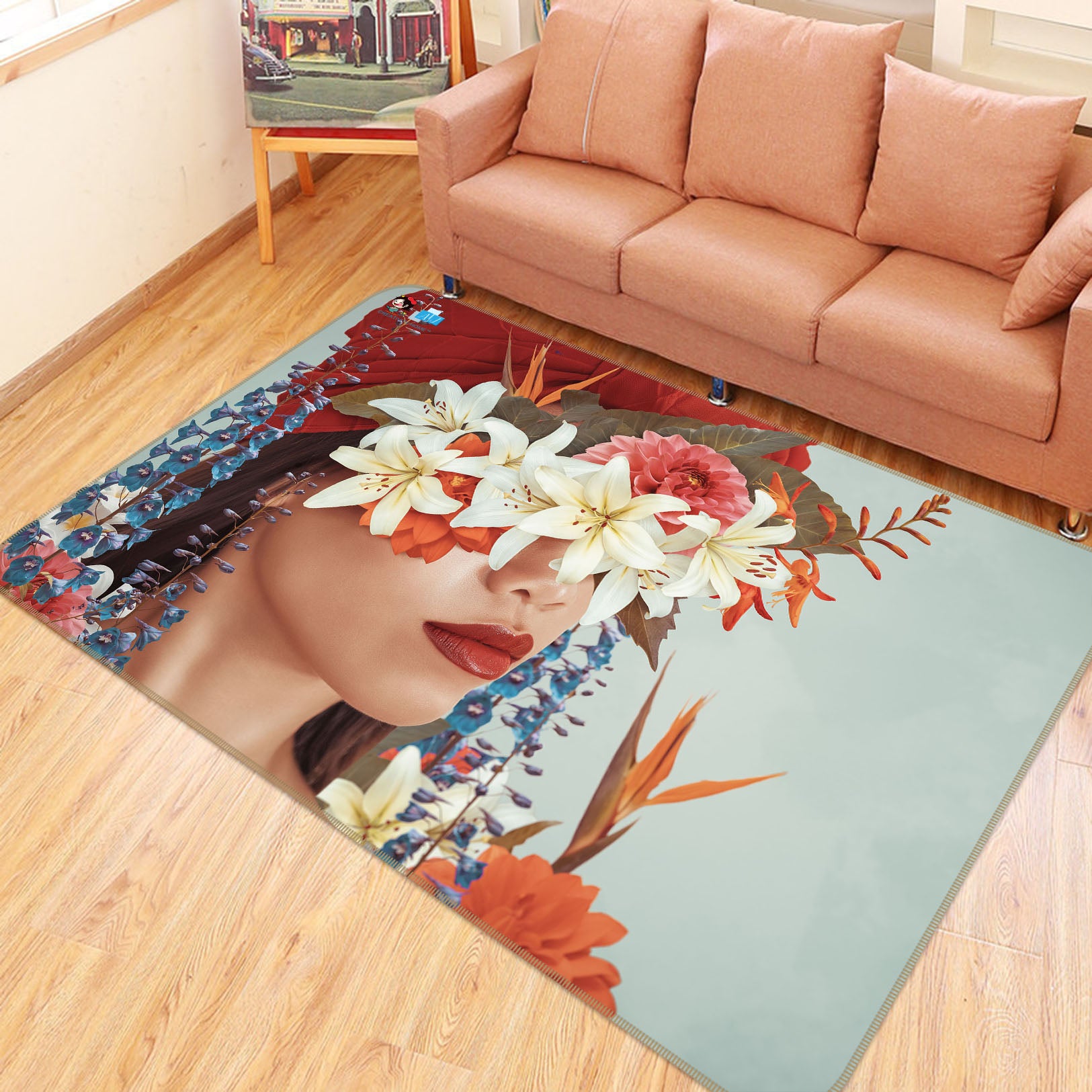 3D Lily Woman 3073 Rug Non Slip Rug Mat