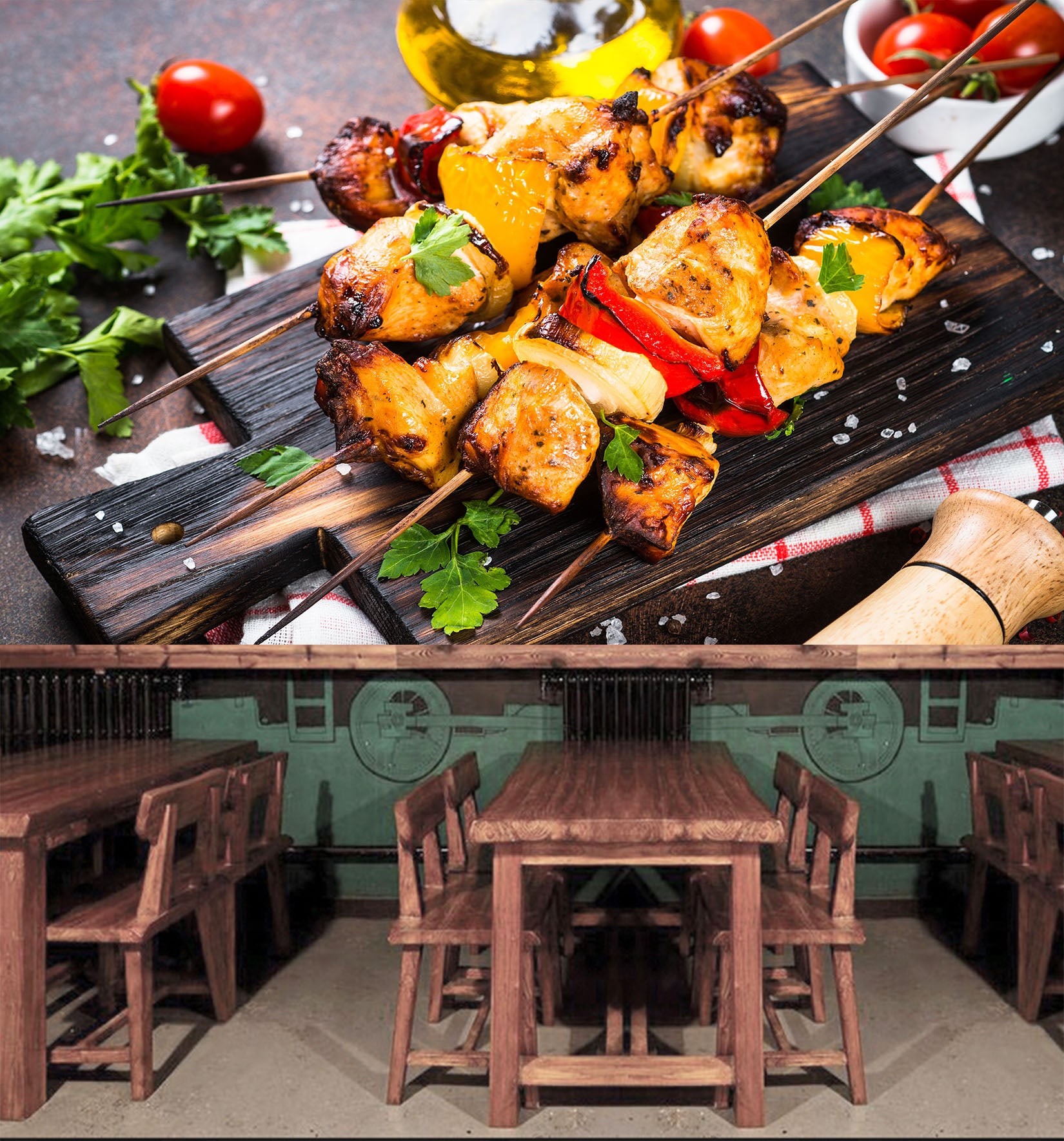 3D Grill Kebab Shop BBQ 321 Wall Mural Wall Murals Commercial