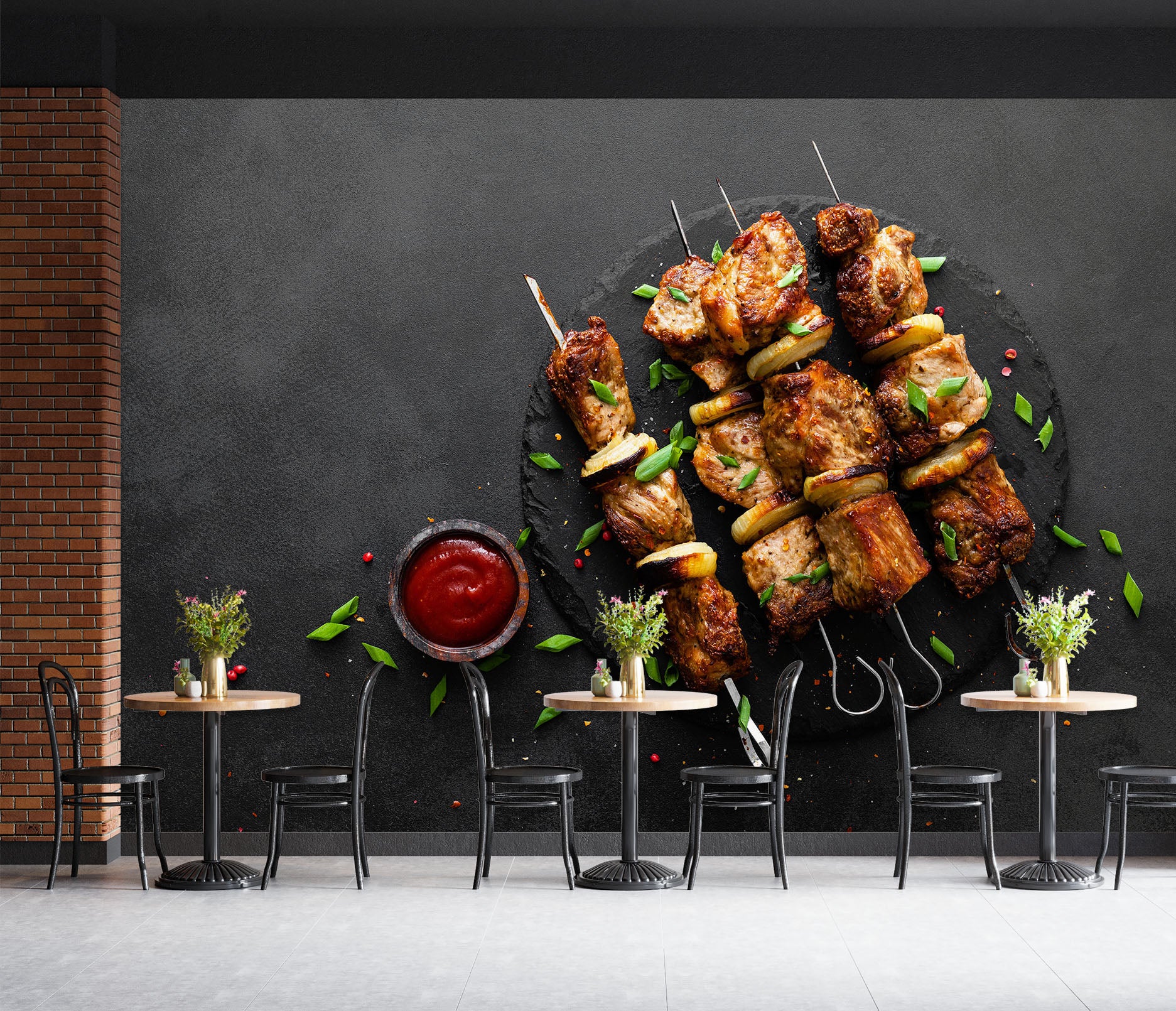 3D Grill Kebab Shop BBQ 322 Wall Mural Wall Murals Commercial