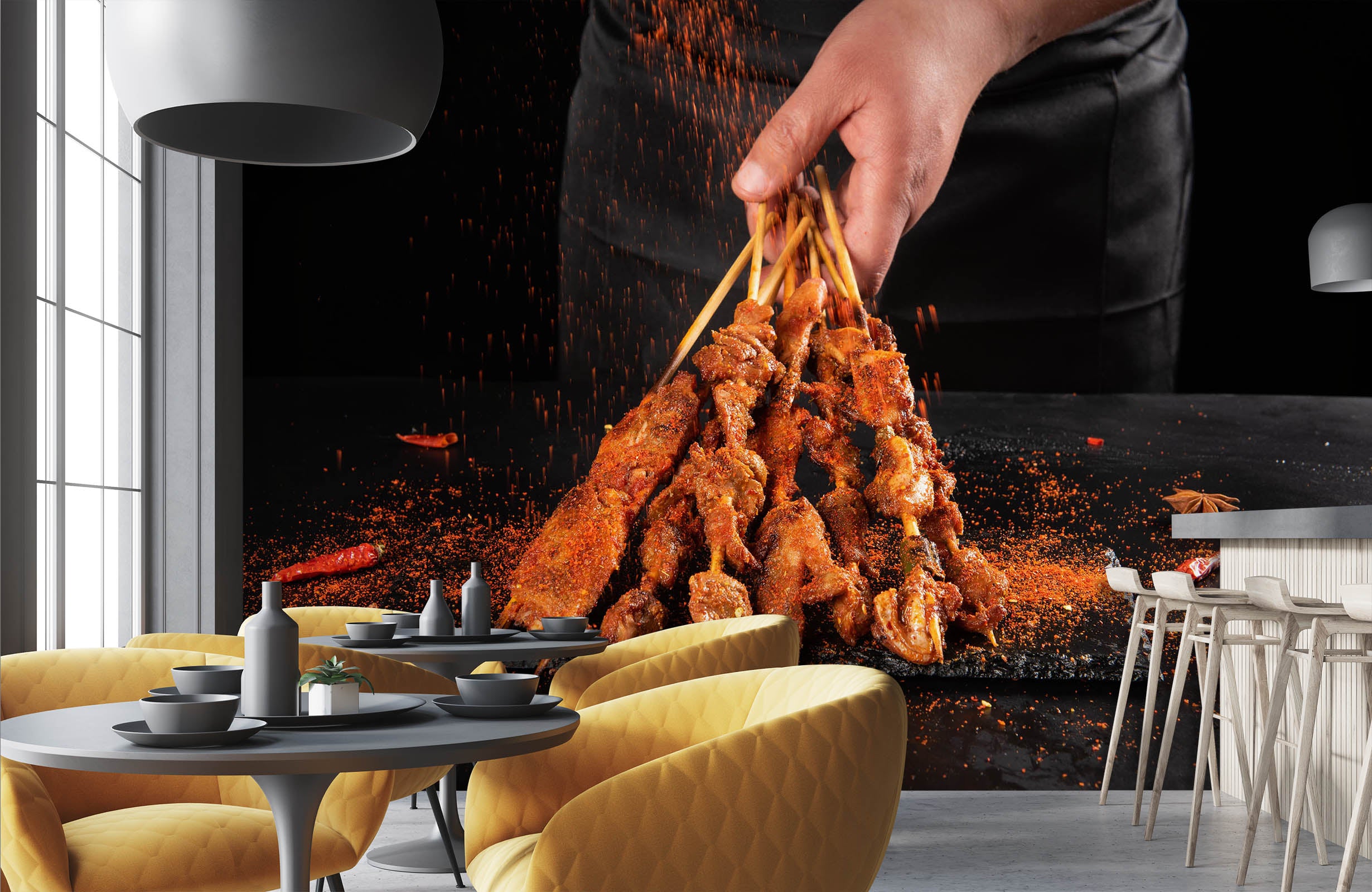 3D Grill Kebab Shop BBQ 344 Wall Mural Wall Murals Commercial