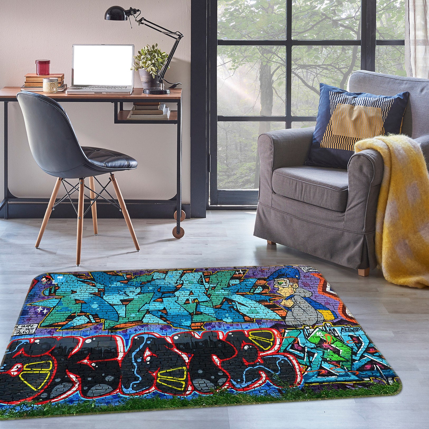 3D Painted Graffiti 3057 Rug Non Slip Rug Mat