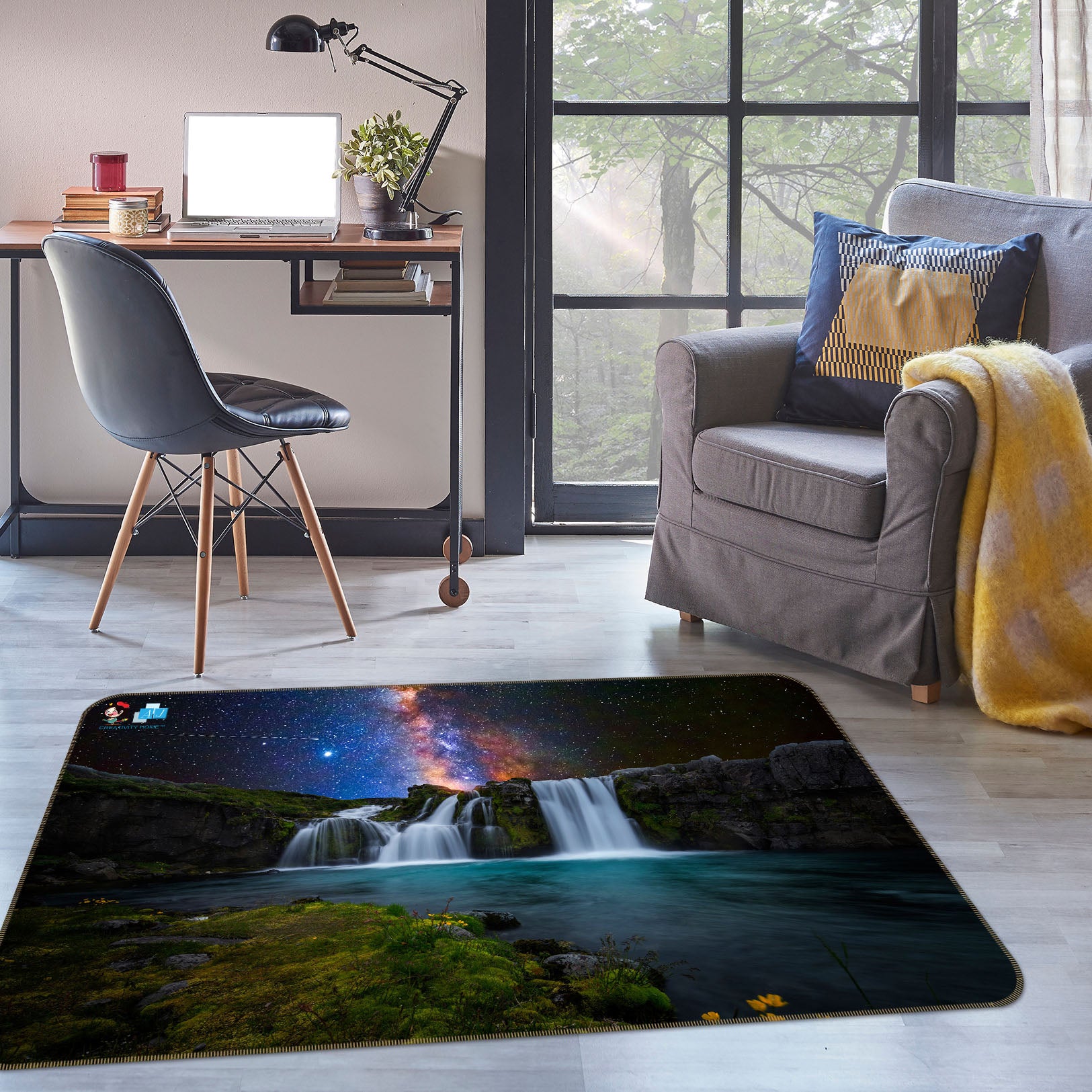 3D Waterfall Lake 3078 Rug Non Slip Rug Mat