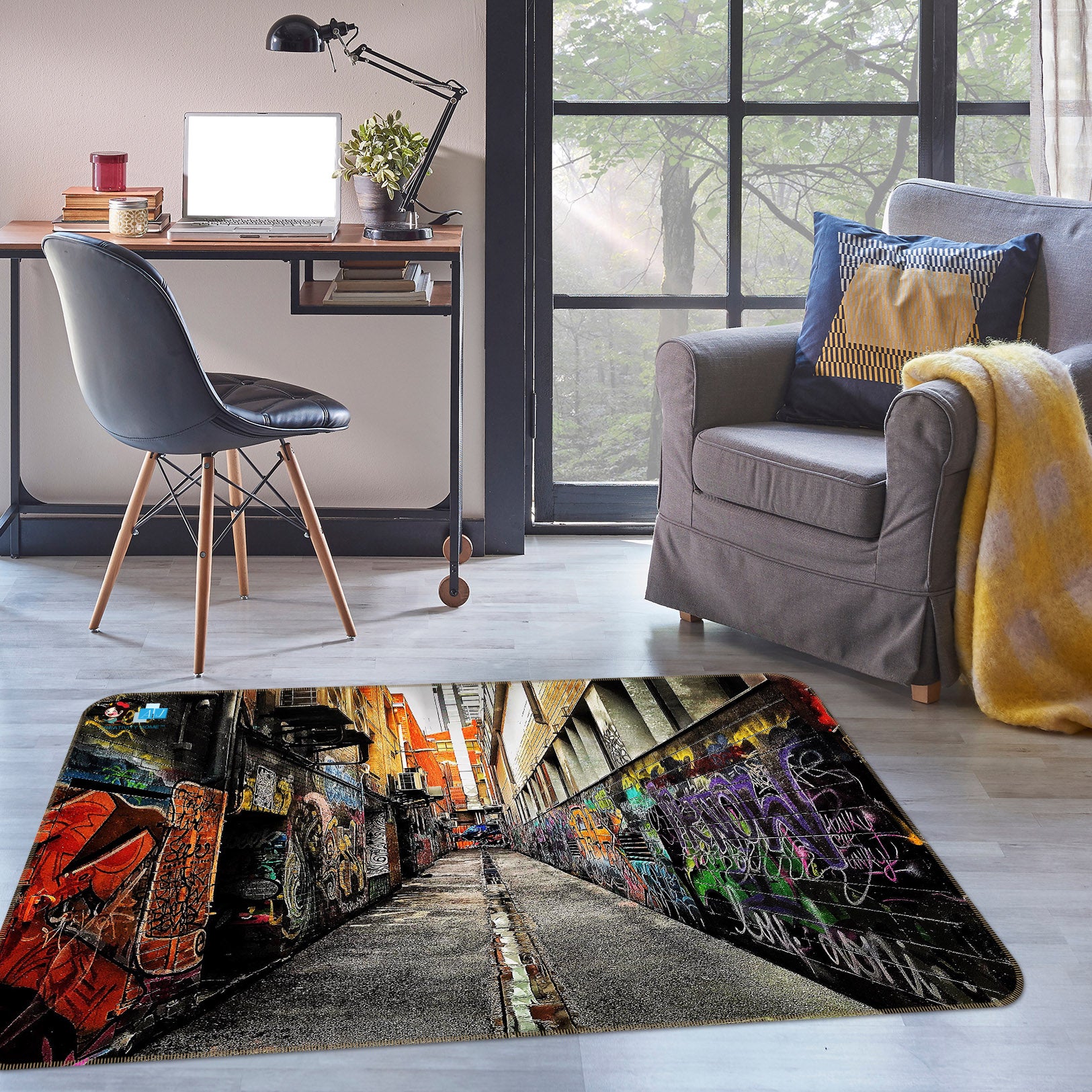3D Graffiti Street 3019 Rug Non Slip Rug Mat