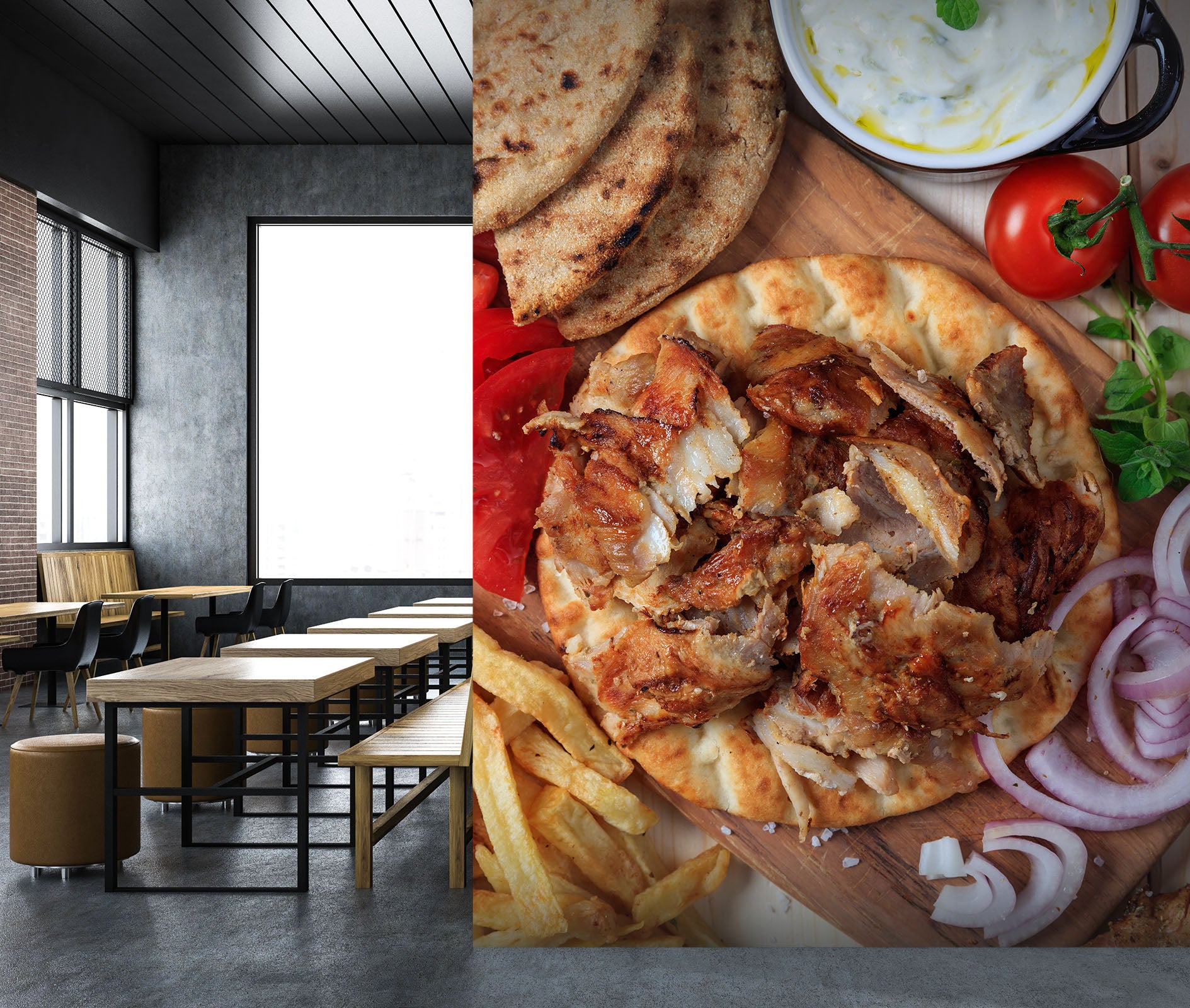 3D Grill Kebab Shop BBQ 365 Wall Mural Wall Murals Commercial