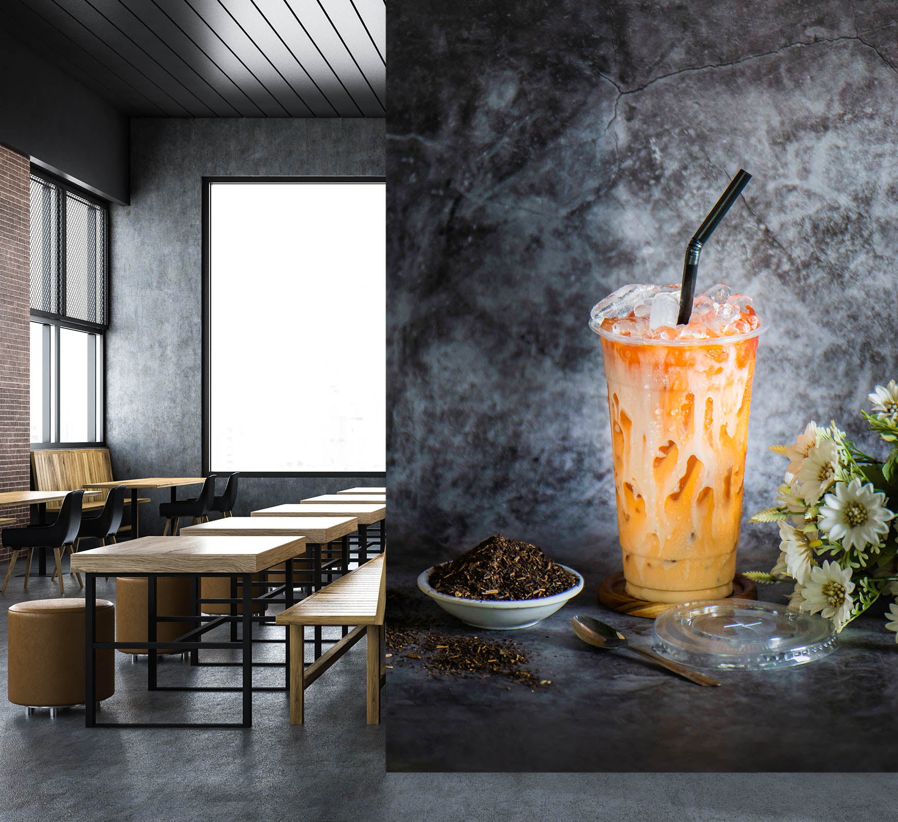 3D Pearl Tea 2111 Fruit Bubble Tea Milk Tea Shop Wall Murals