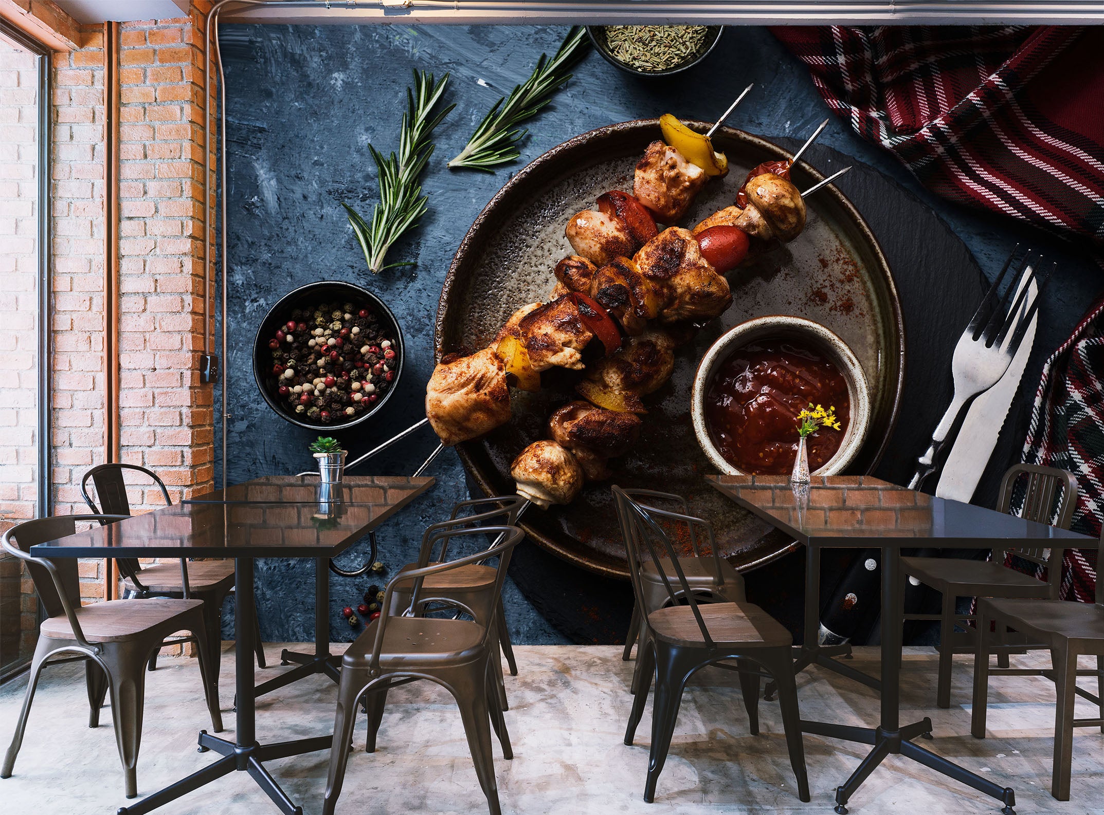 3D Grill Kebab Shop BBQ 323 Wall Mural Wall Murals Commercial