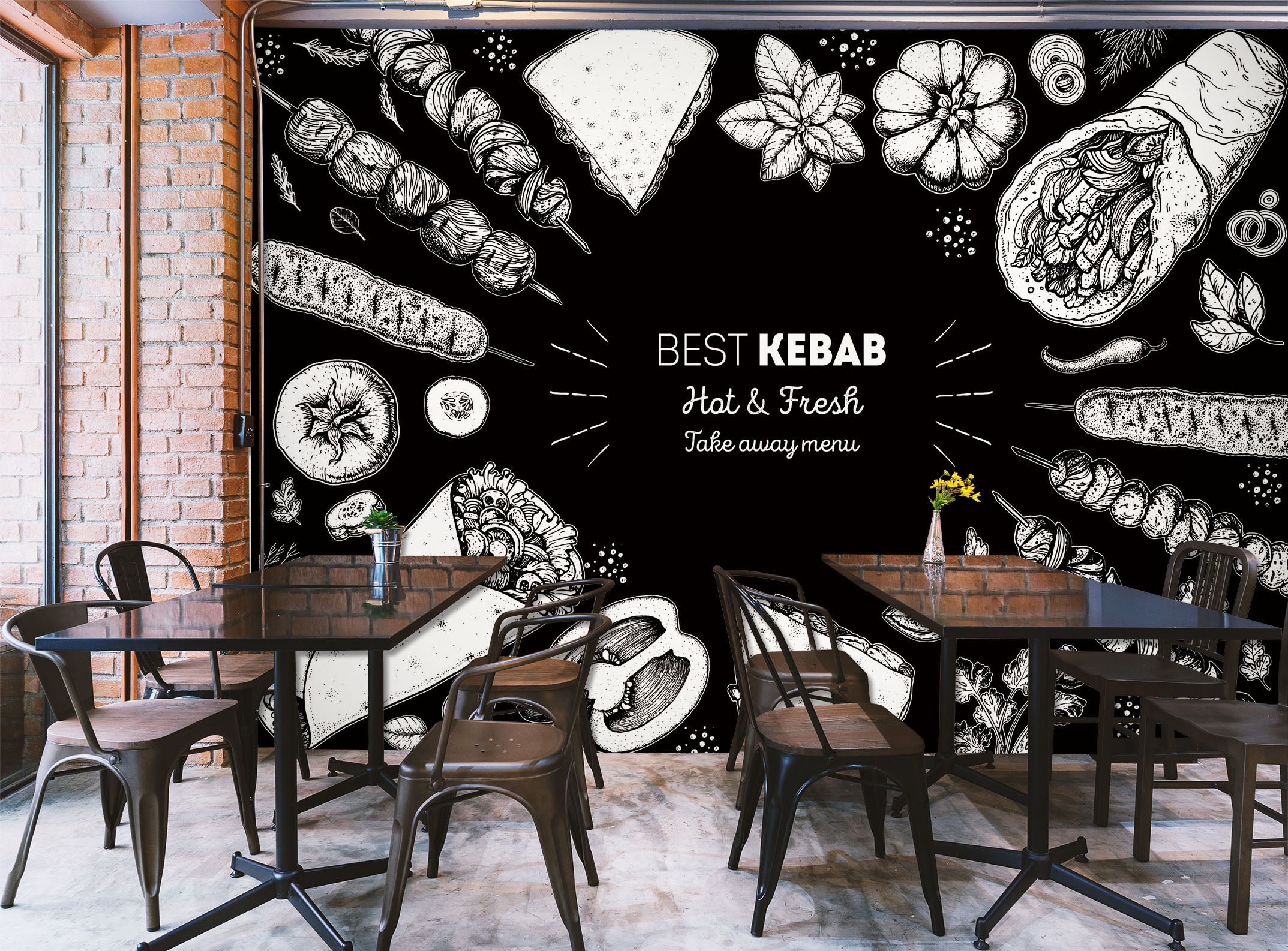 3D Grill Kebab Shop BBQ 327 Wall Mural Wall Murals Commercial