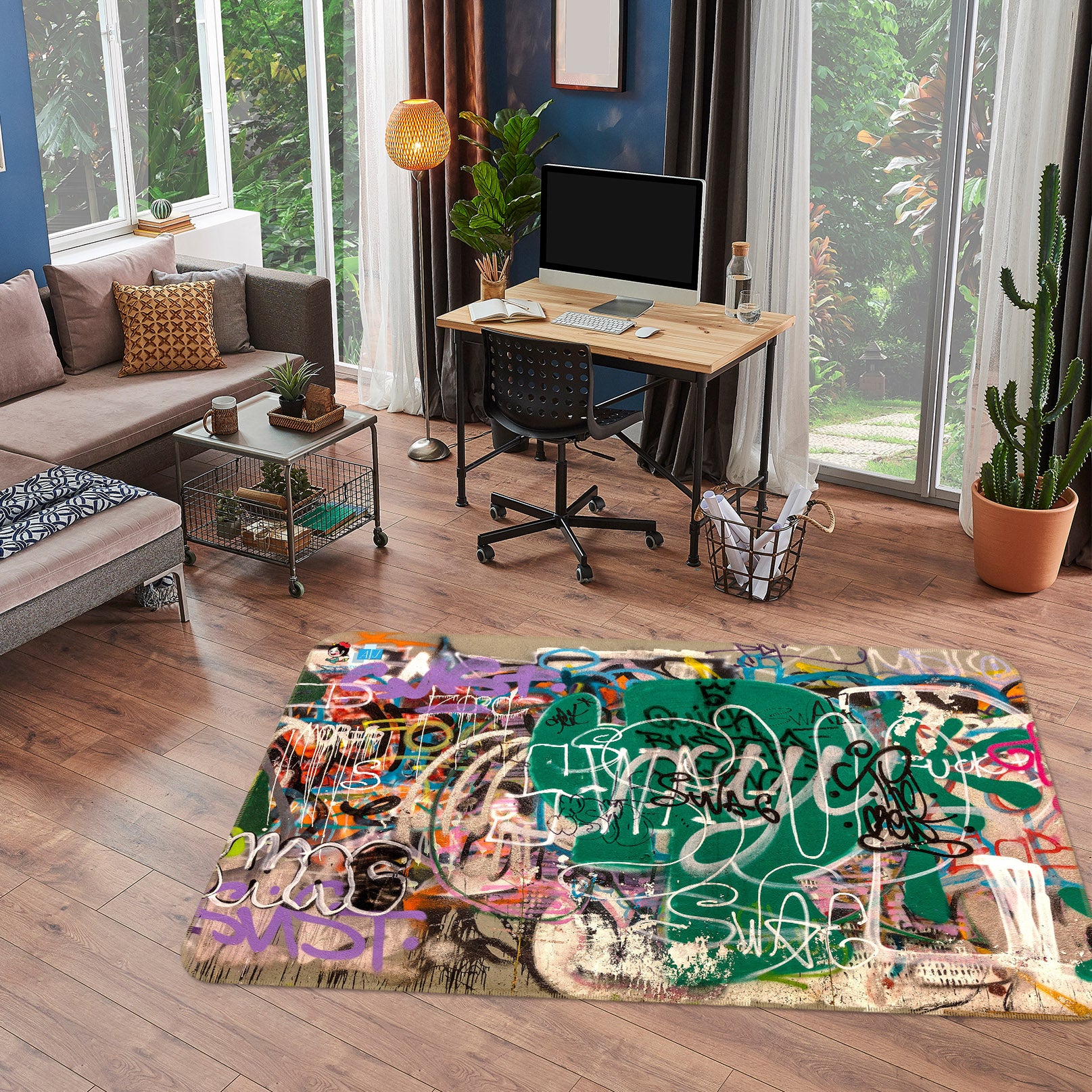 3D Graffiti Letters 3001 Rug Non Slip Rug Mat