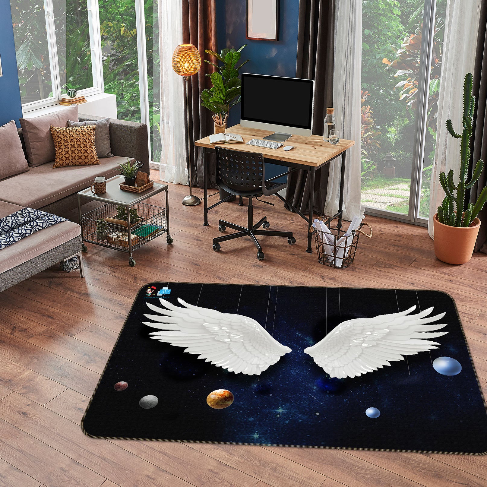 3D Angel Wings 3070 Rug Non Slip Rug Mat