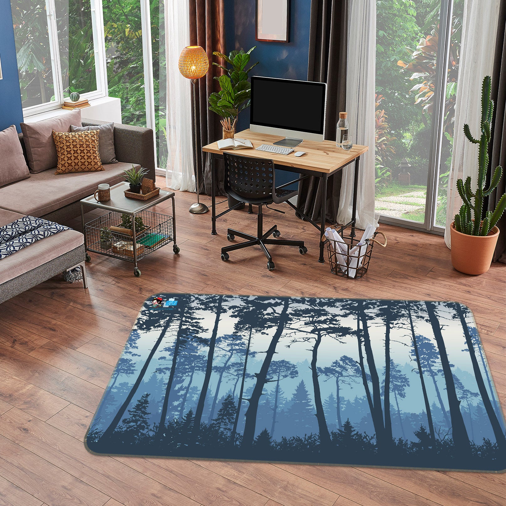 3D Forest Trees 3058 Rug Non Slip Rug Mat