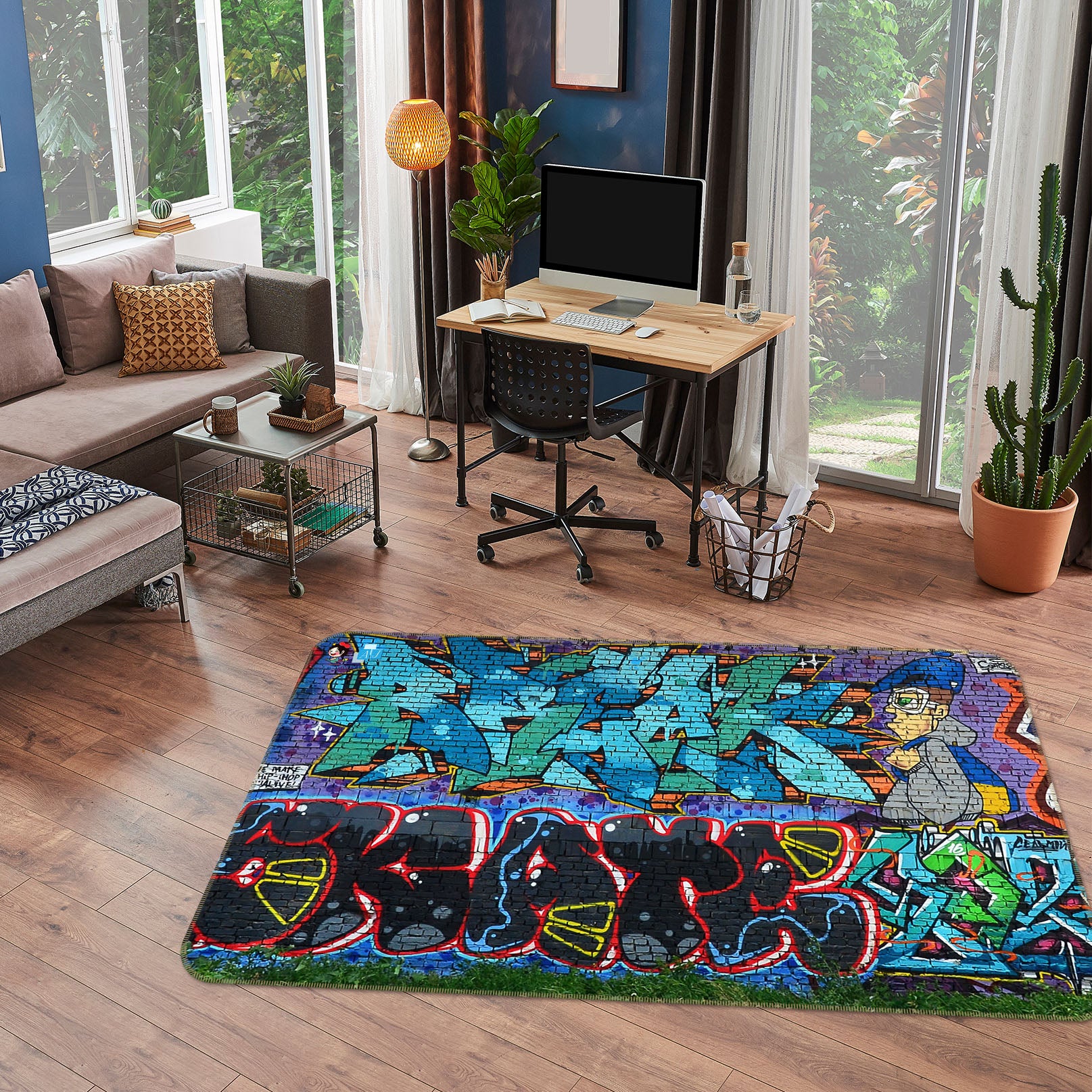 3D Painted Graffiti 3057 Rug Non Slip Rug Mat