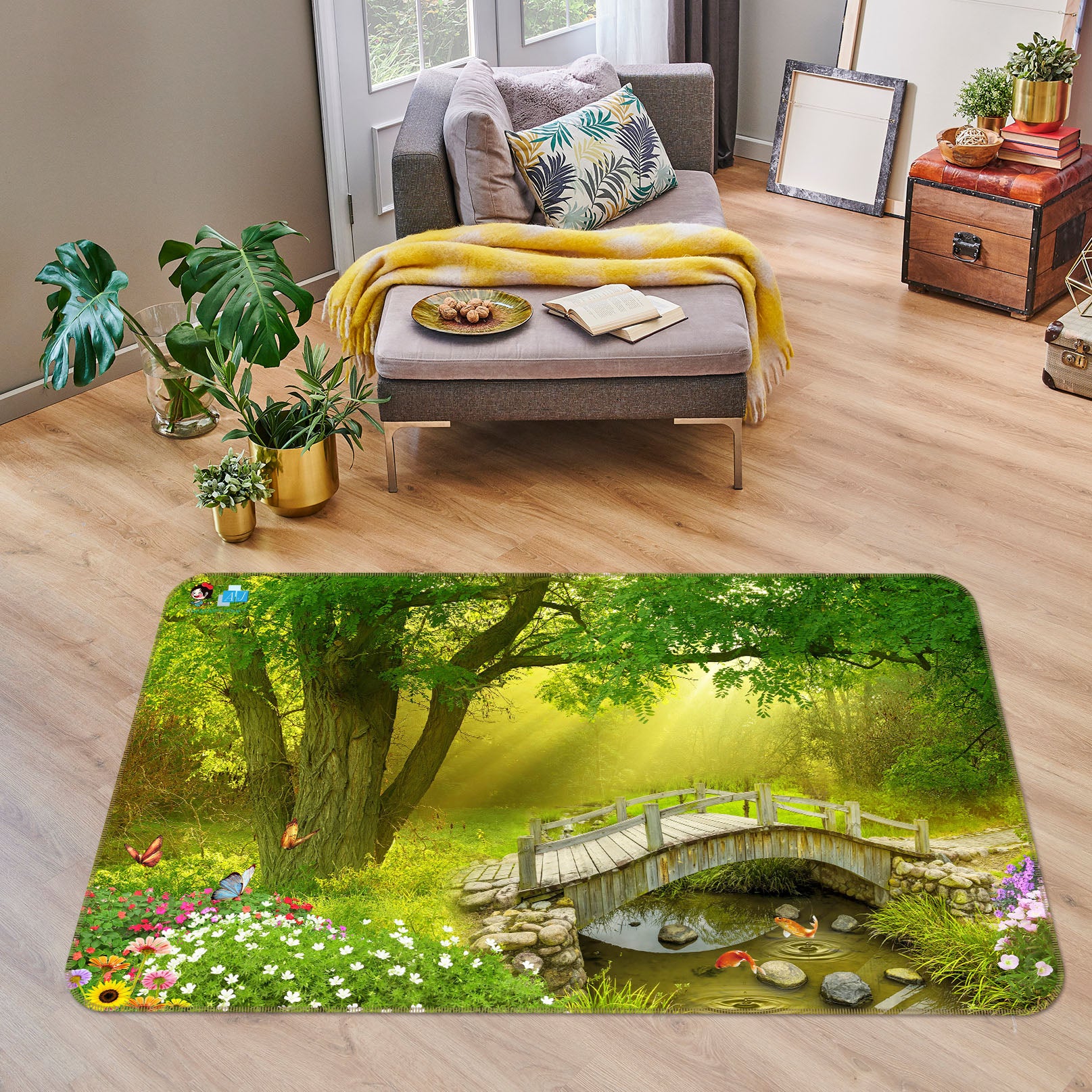 3D Tree Bridge 3048 Rug Non Slip Rug Mat