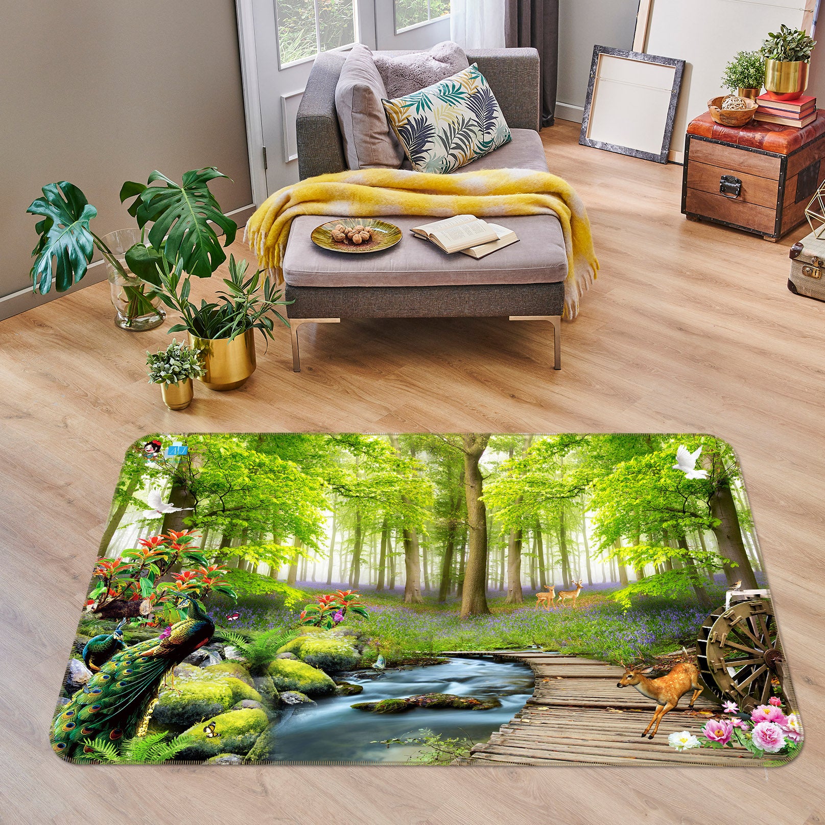 3D Green Trees 3053 Rug Non Slip Rug Mat
