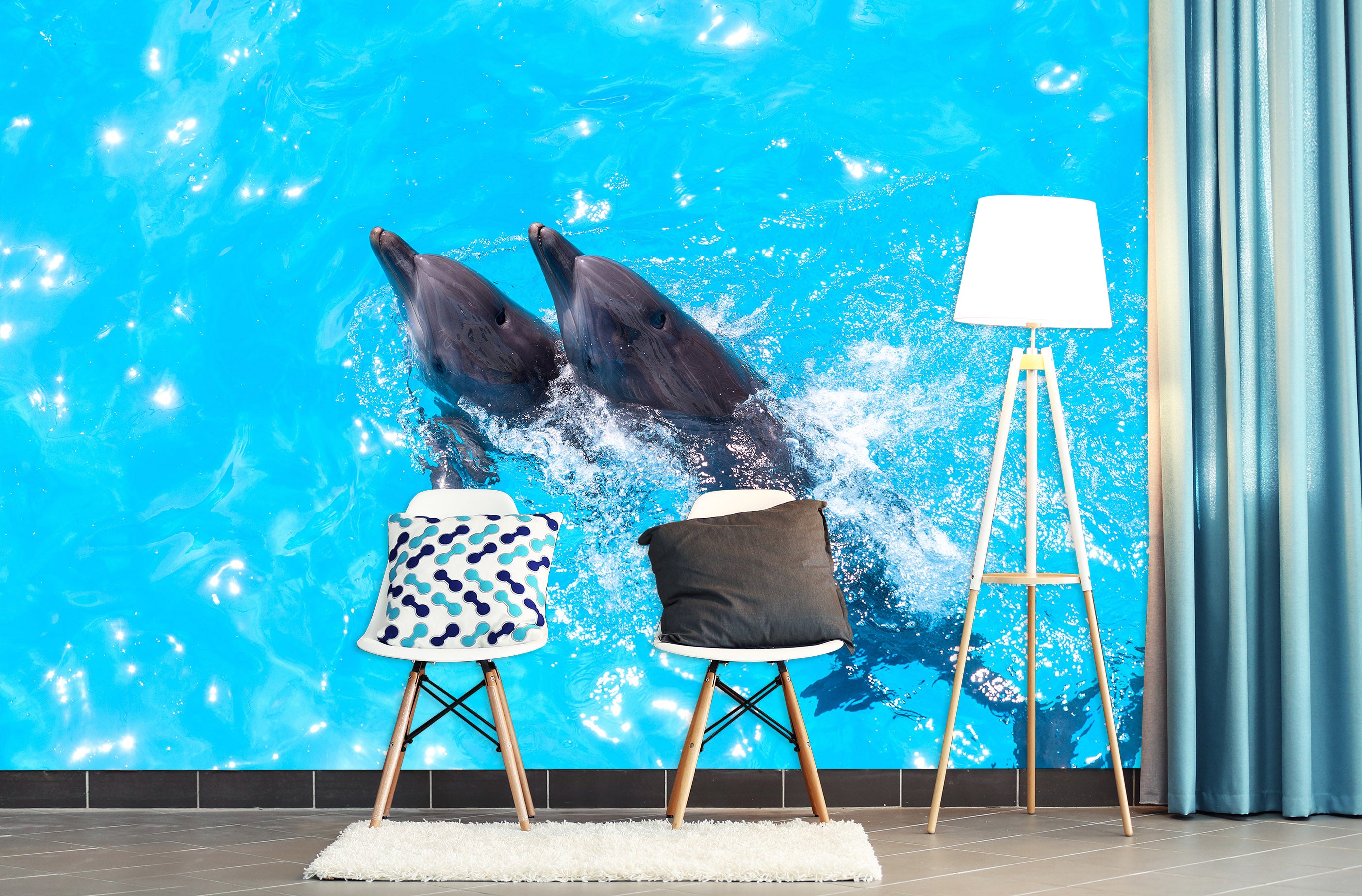 3D Sea Dolphins 2017 Wall Mural Wall Murals