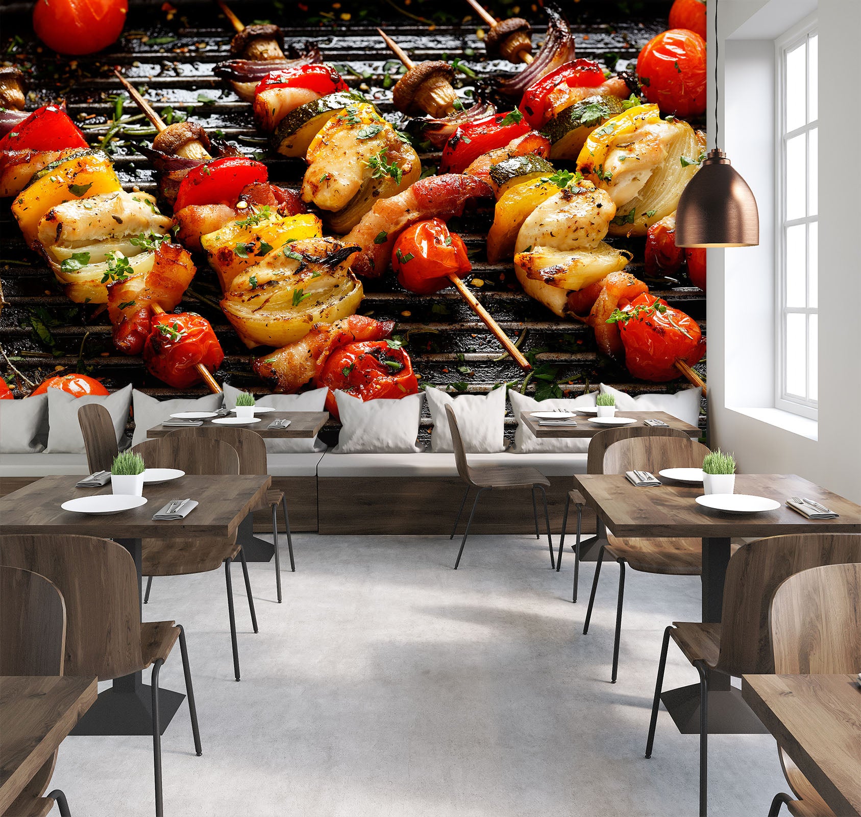3D Grill Kebab Shop BBQ 305 Wall Mural Wall Murals Commercial