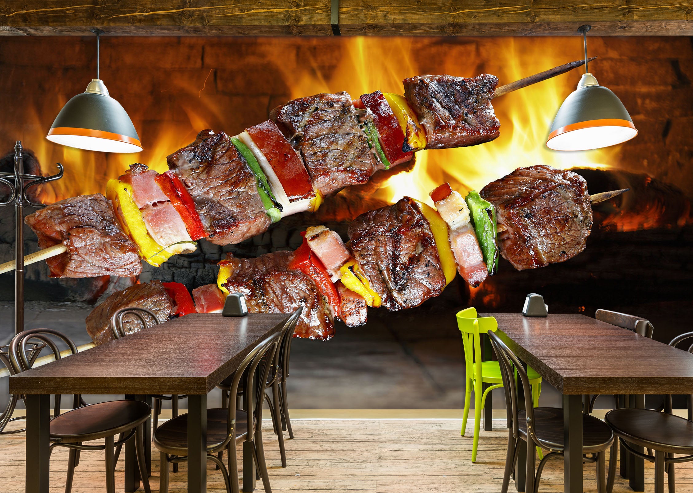 3D Grill Kebab Shop BBQ 301 Wall Mural Wall Murals Commercial