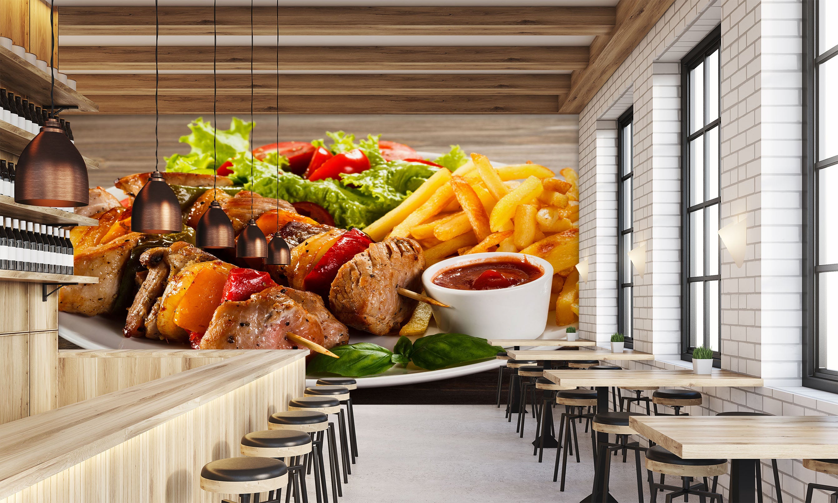 3D Grill Kebab Shop BBQ 303 Wall Mural Wall Murals Commercial