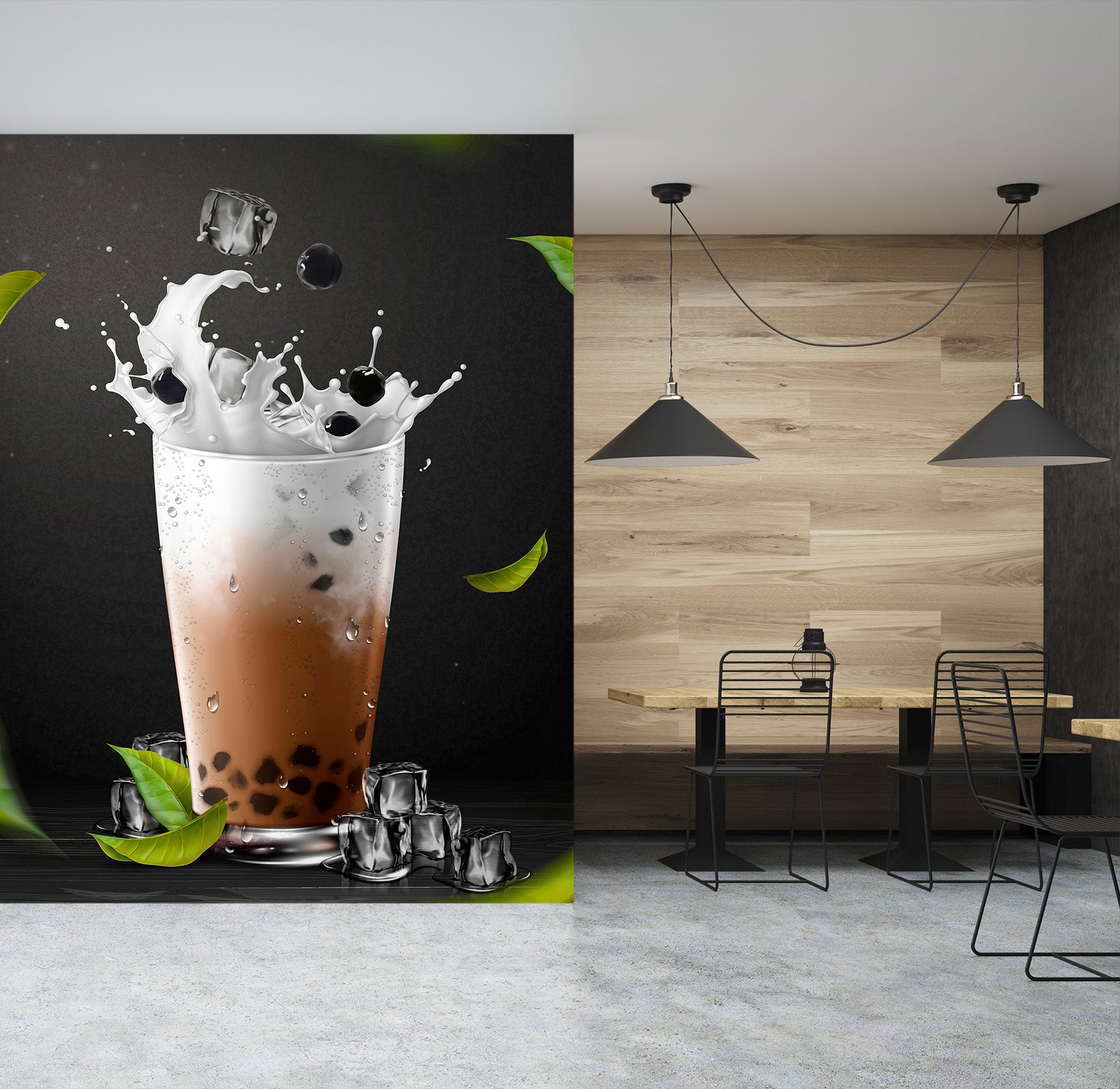 3D Pearl Tea 2117 Fruit Bubble Tea Milk Tea Shop Wall Murals