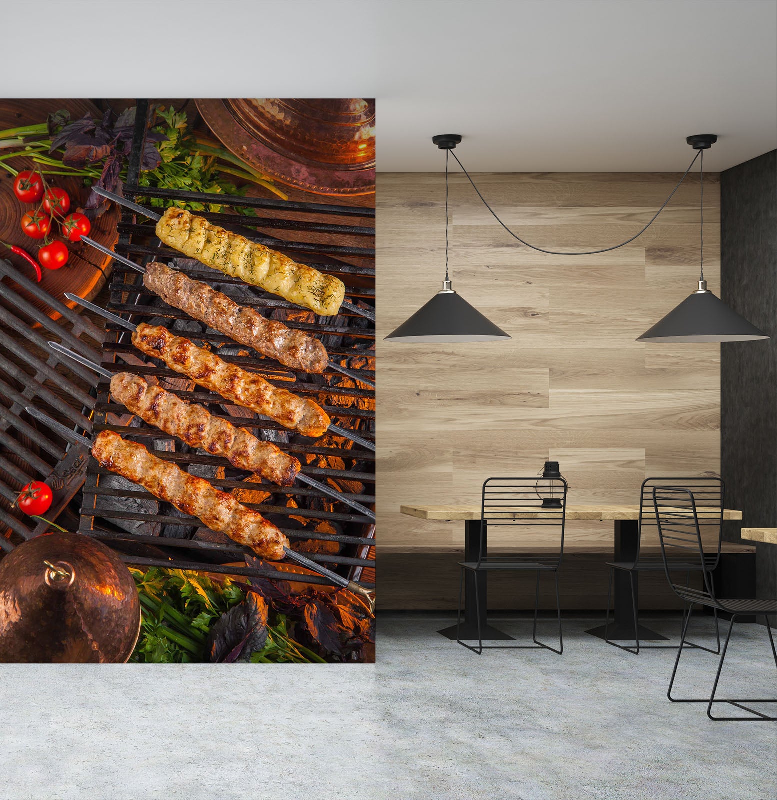 3D Grill Kebab Shop BBQ 363 Wall Mural Wall Murals Commercial