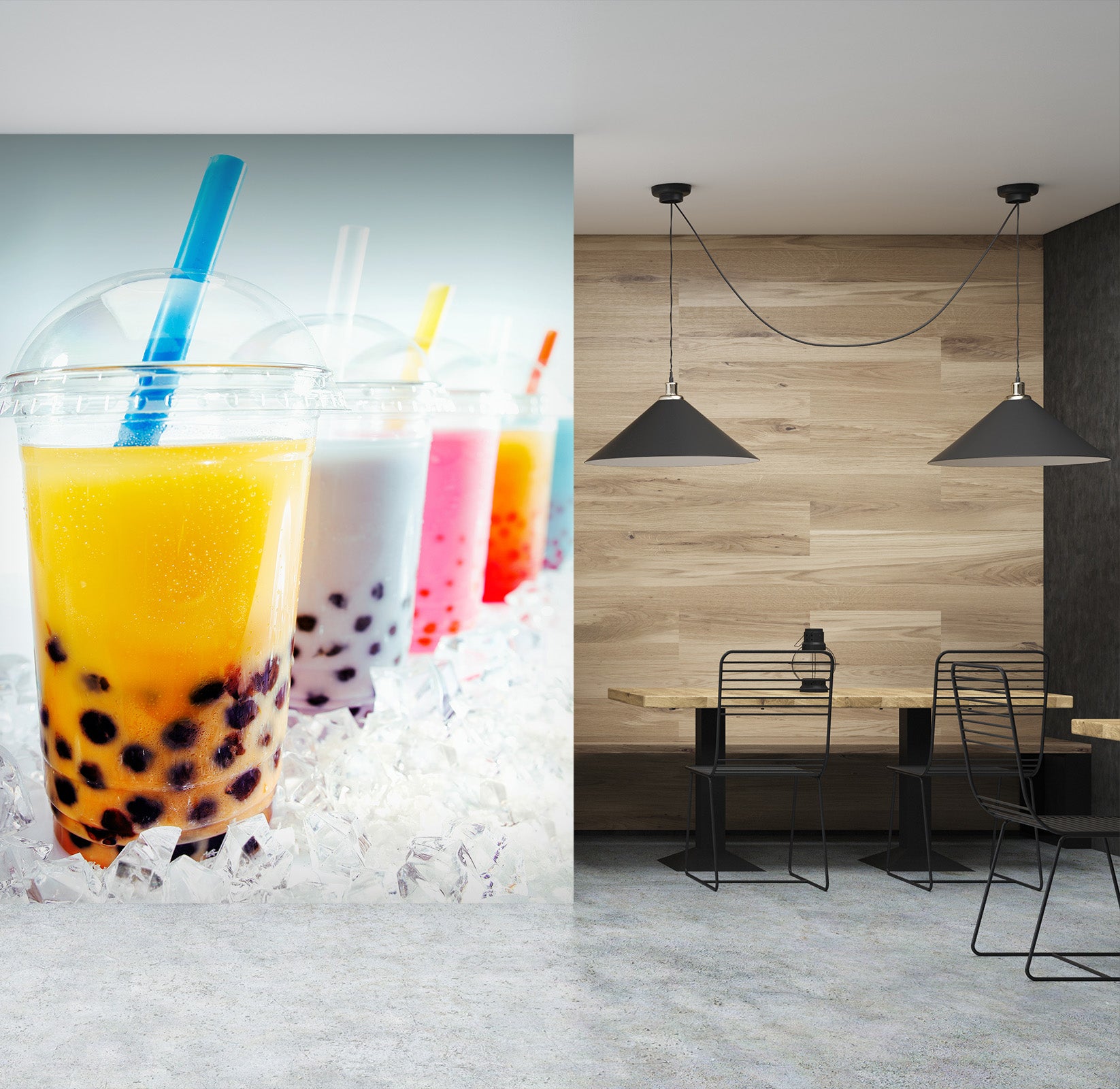 3D Pearl Tea 2115 Fruit Bubble Tea Milk Tea Shop Wall Murals