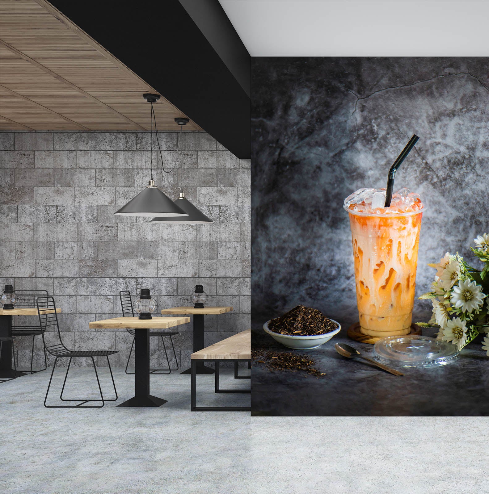 3D Pearl Tea 2111 Fruit Bubble Tea Milk Tea Shop Wall Murals