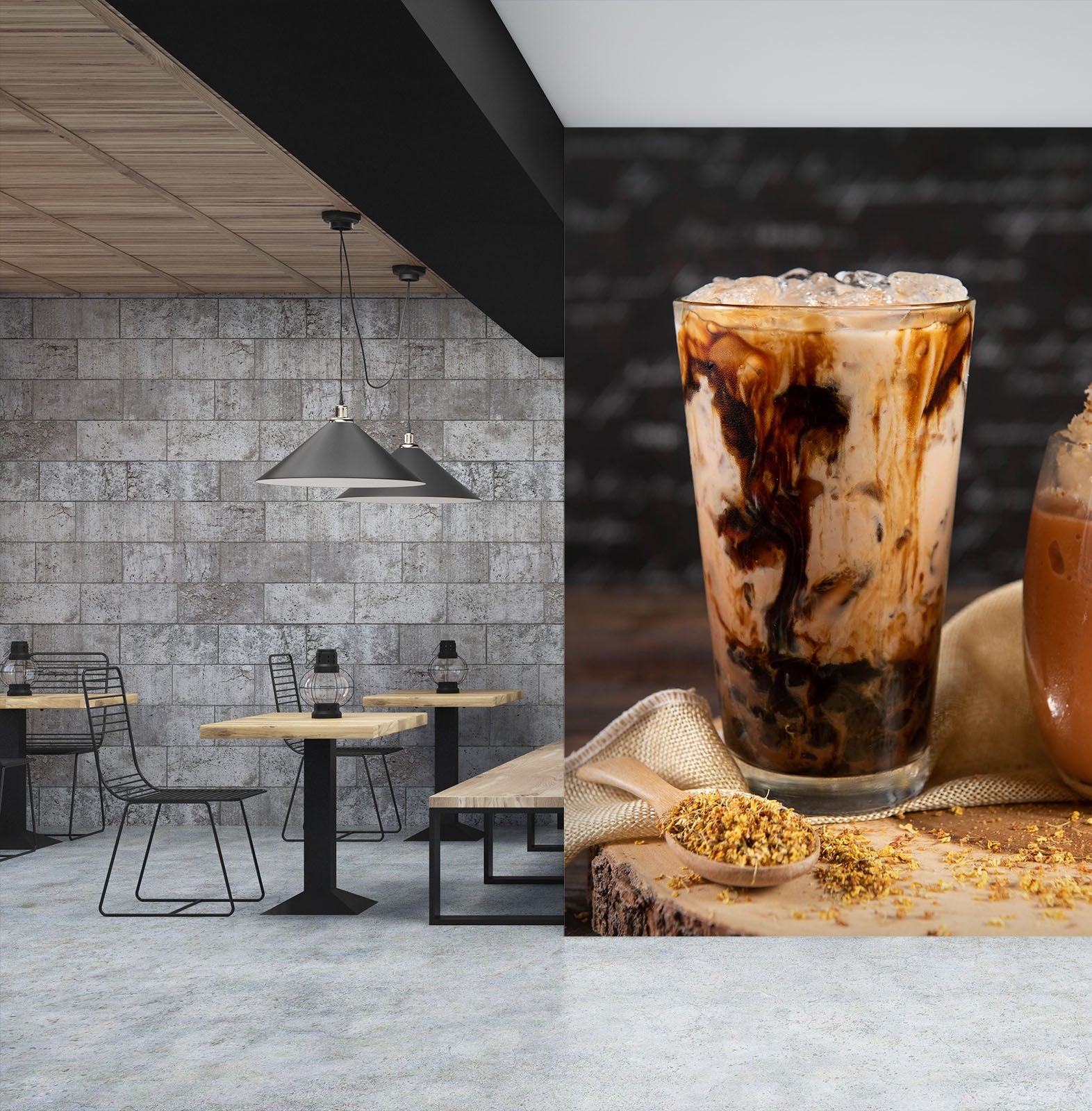 3D Pearl Tea 2105 Fruit Bubble Tea Milk Tea Shop Wall Murals