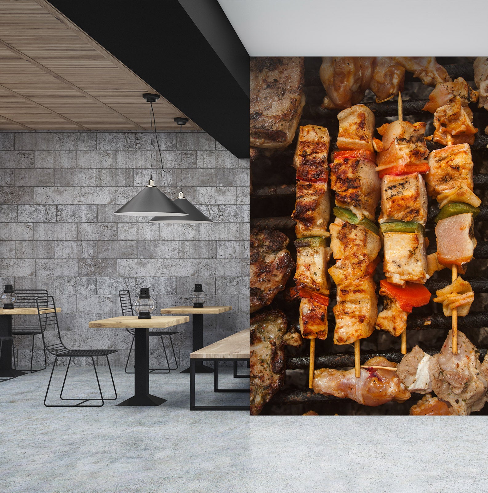 3D Grill Kebab Shop BBQ 255 Wall Mural Wall Murals Commercial
