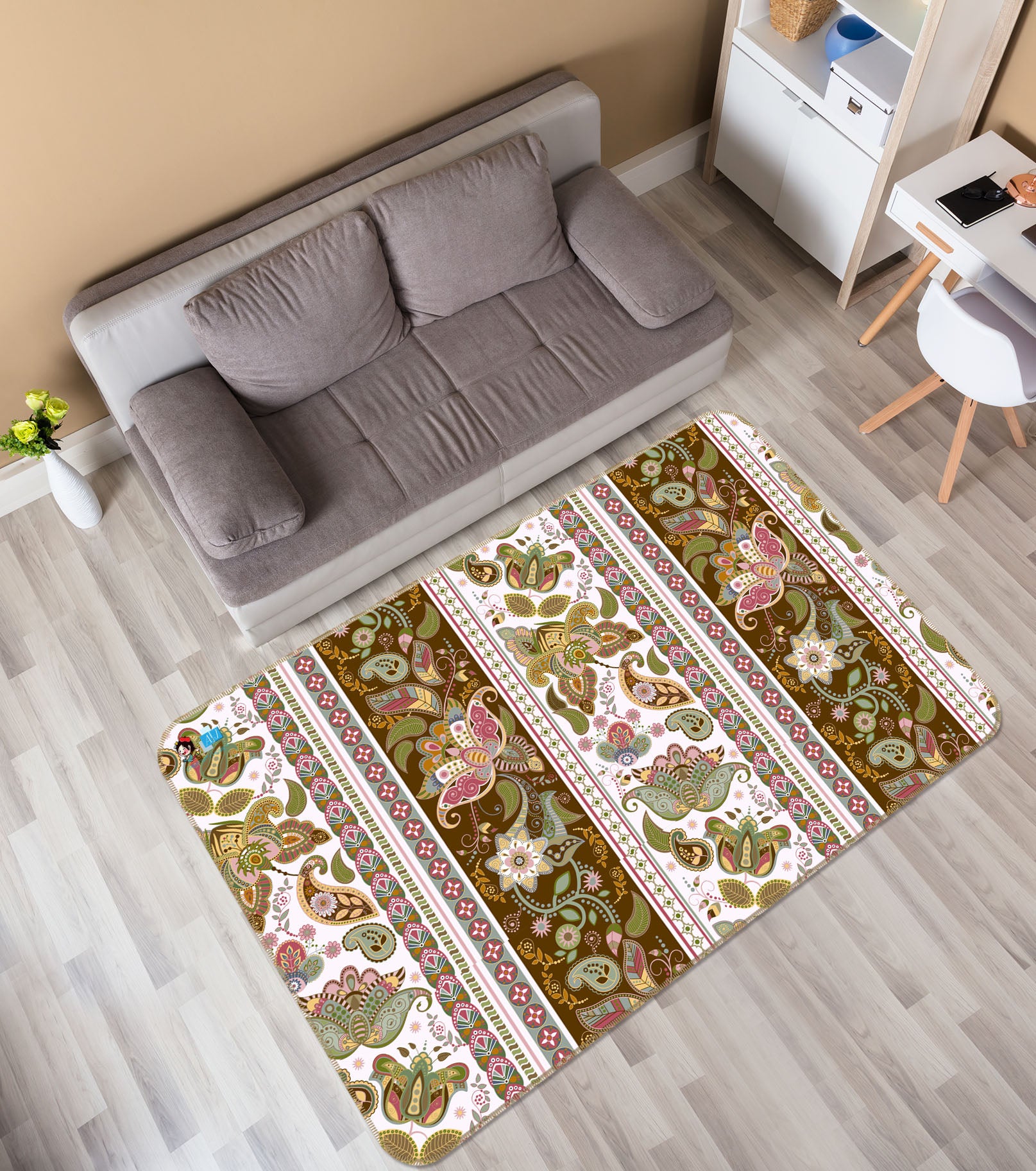 3D Petal Stripes 3003 Rug Non Slip Rug Mat