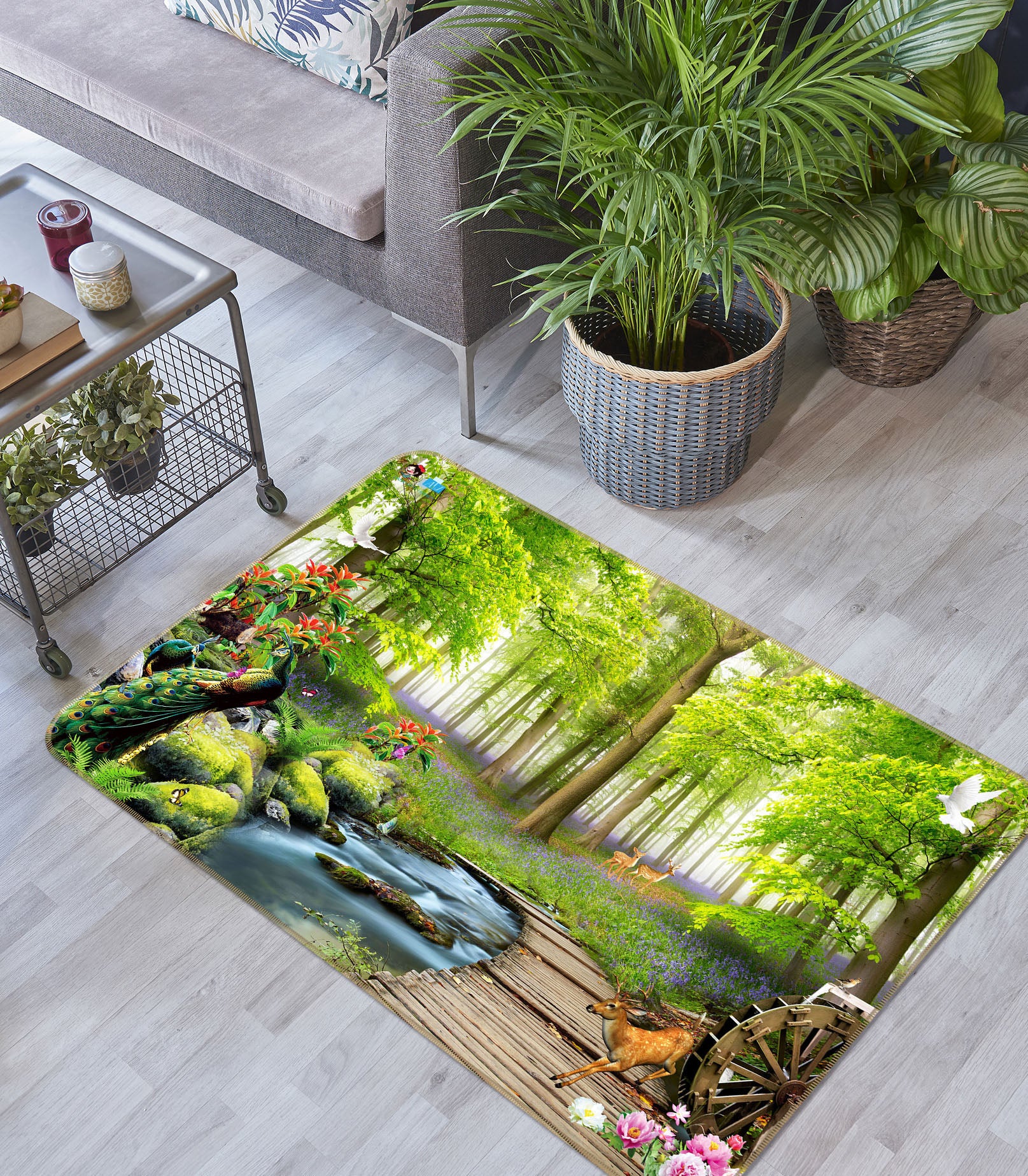 3D Green Trees 3053 Rug Non Slip Rug Mat