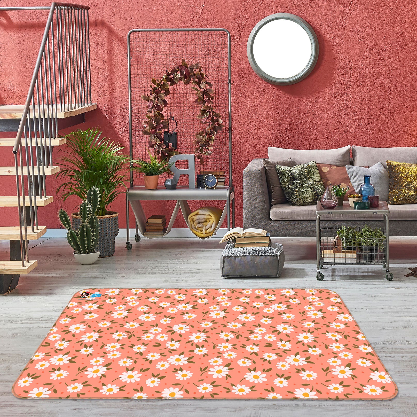 3D Daisy Petals 3030 Rug Non Slip Rug Mat