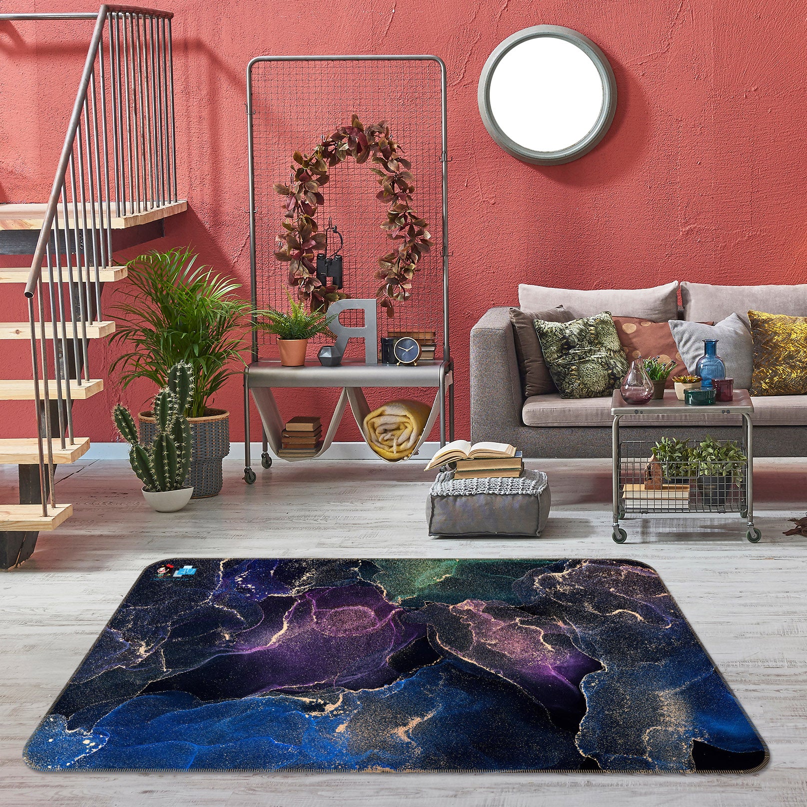 3D Mixed Texture 3071 Rug Non Slip Rug Mat