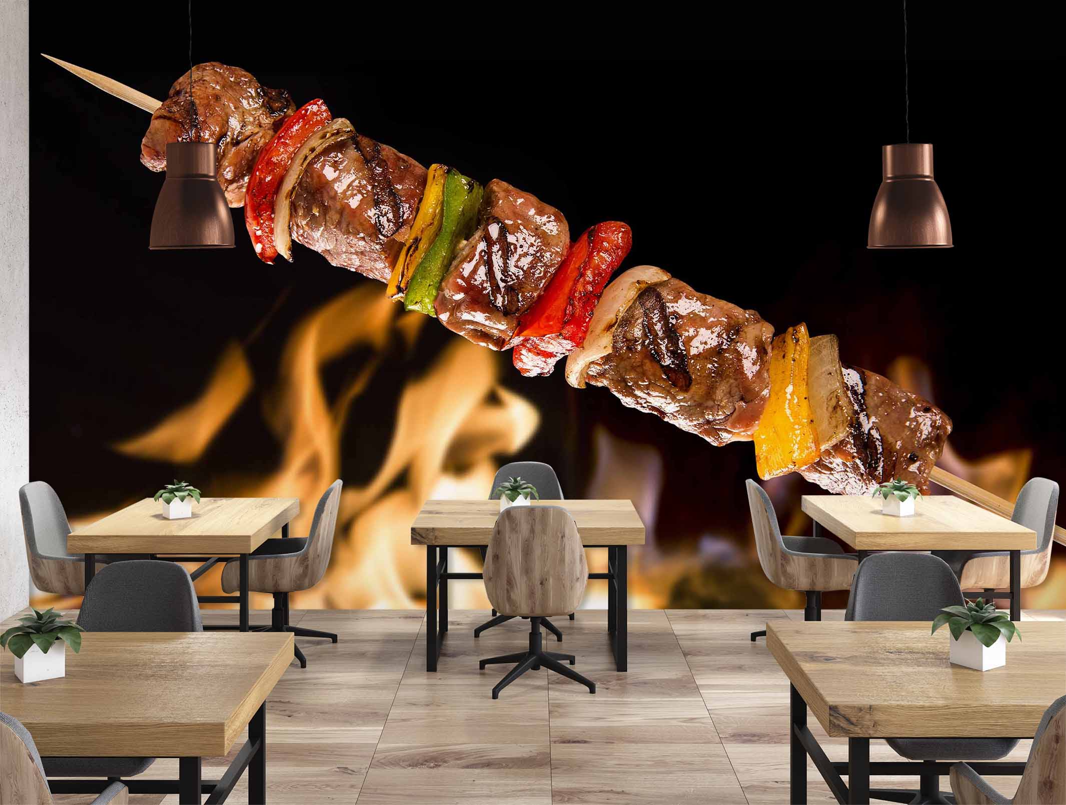 3D Grill Kebab Shop BBQ 317 Wall Mural Wall Murals Commercial