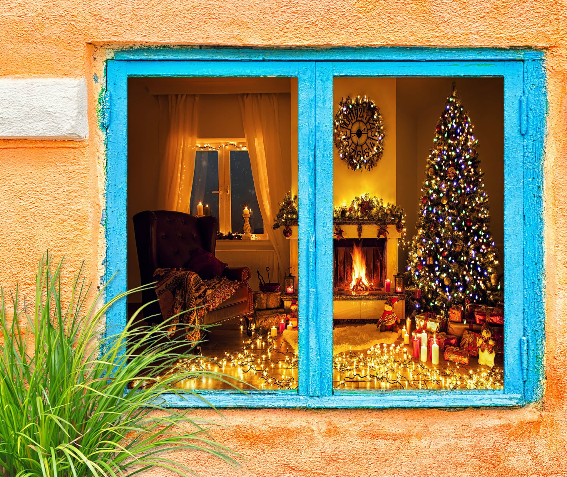 3D Gift Tree 1016 Christmas Window Film Print Sticker Cling Stained Glass Xmas