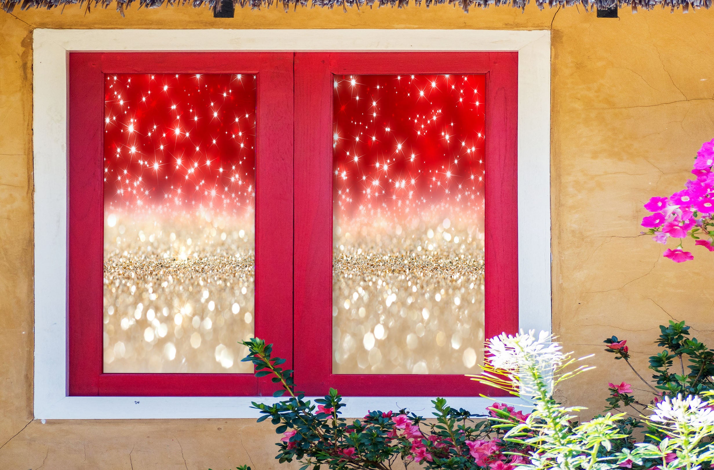 3D Shining Star 1049 Christmas Window Film Print Sticker Cling Stained Glass Xmas